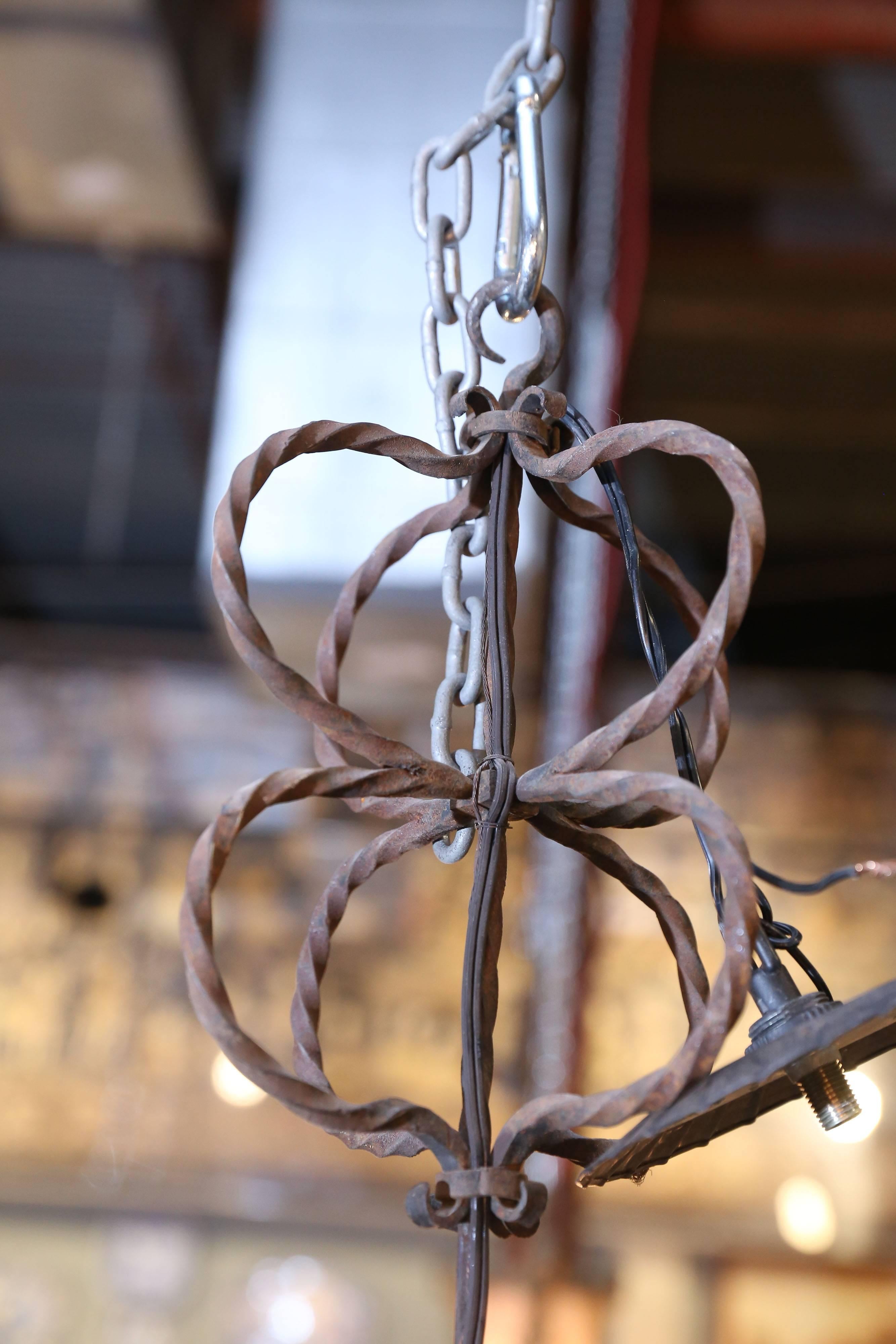 19th Century Spanish Wrought Iron Chandelier For Sale 2