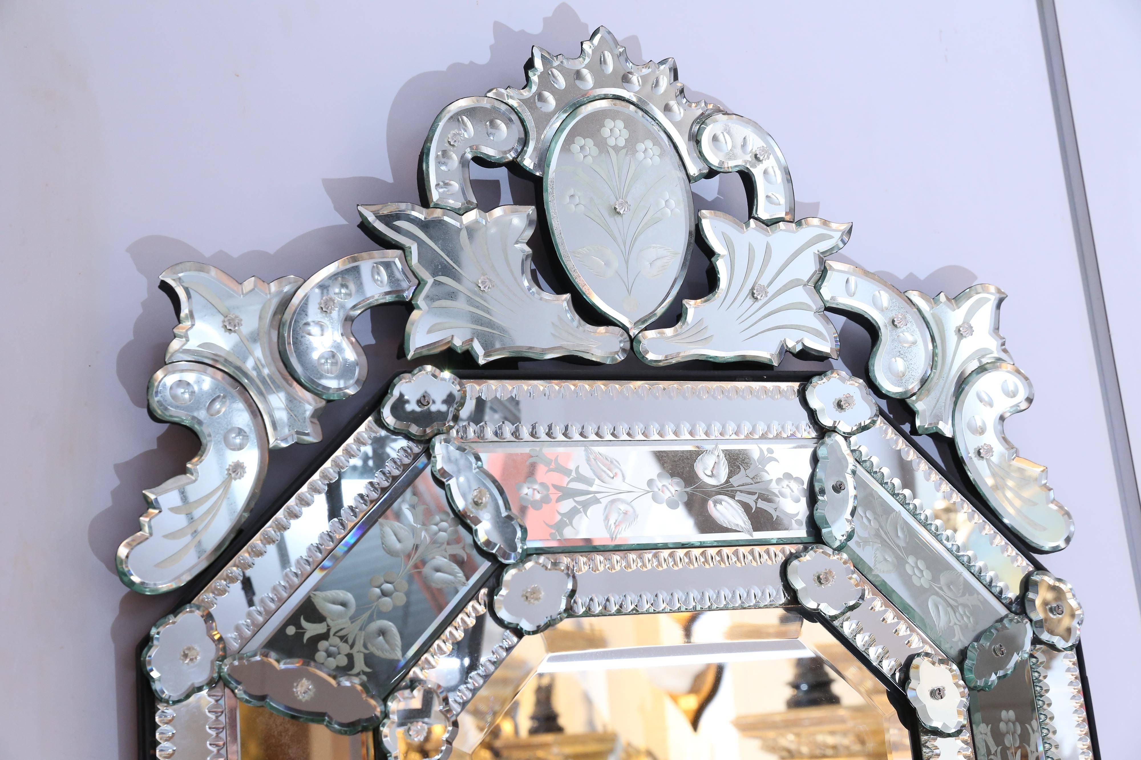 Neoclassical Vintage Venetian Octagonal Paneled Mirror For Sale