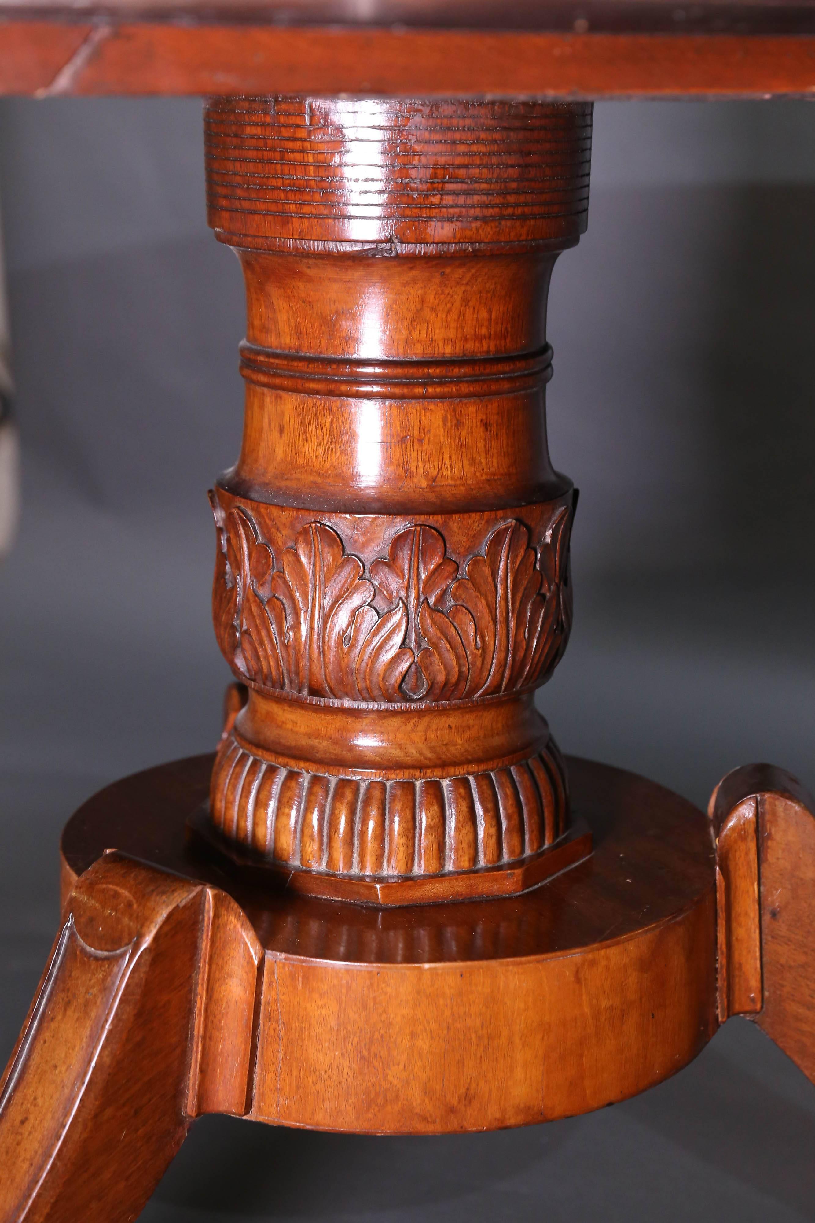 Carved 19th Century English Mahogany Tilt-Top Dining or Breakfast Table