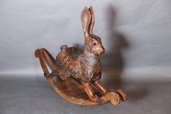 Carved Carousel Fruitwood Rabbit converted to Rocker