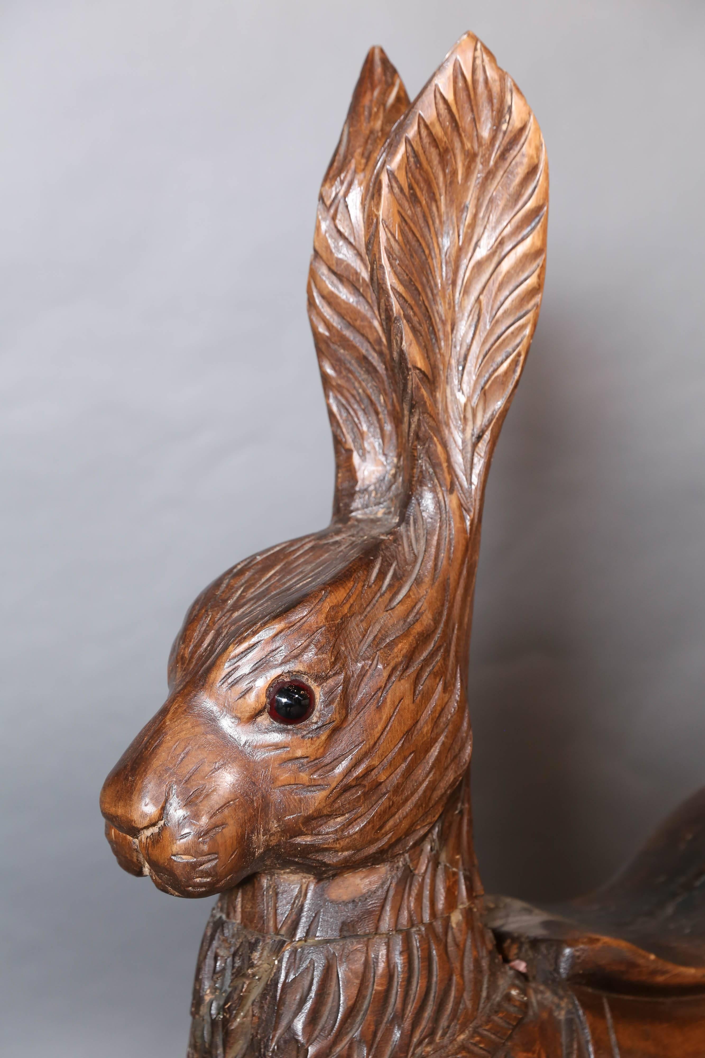 French Carved Carousel Fruitwood Rabbit converted to Rocker