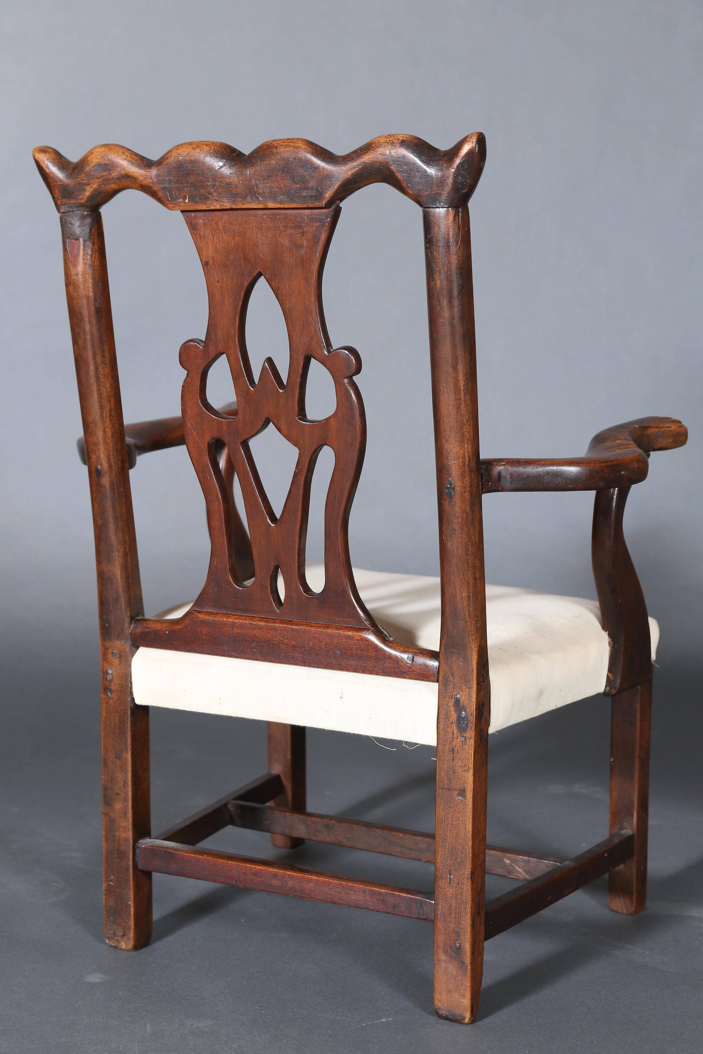 English Child's Mahogany Chippendale Chair with Pierced Back Splat For Sale
