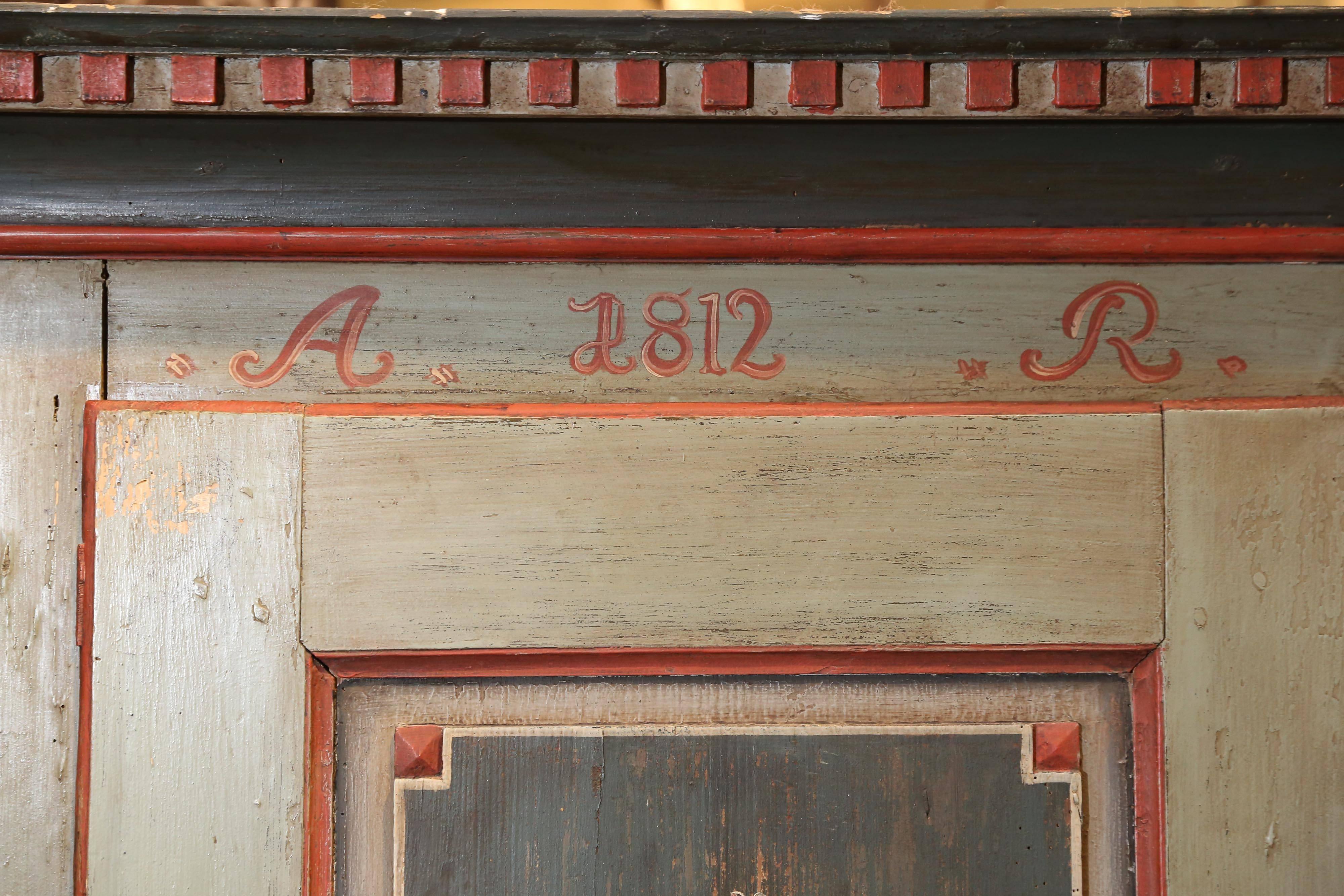 Country Painted, 1812 Austrian Wedding Cabinet For Sale