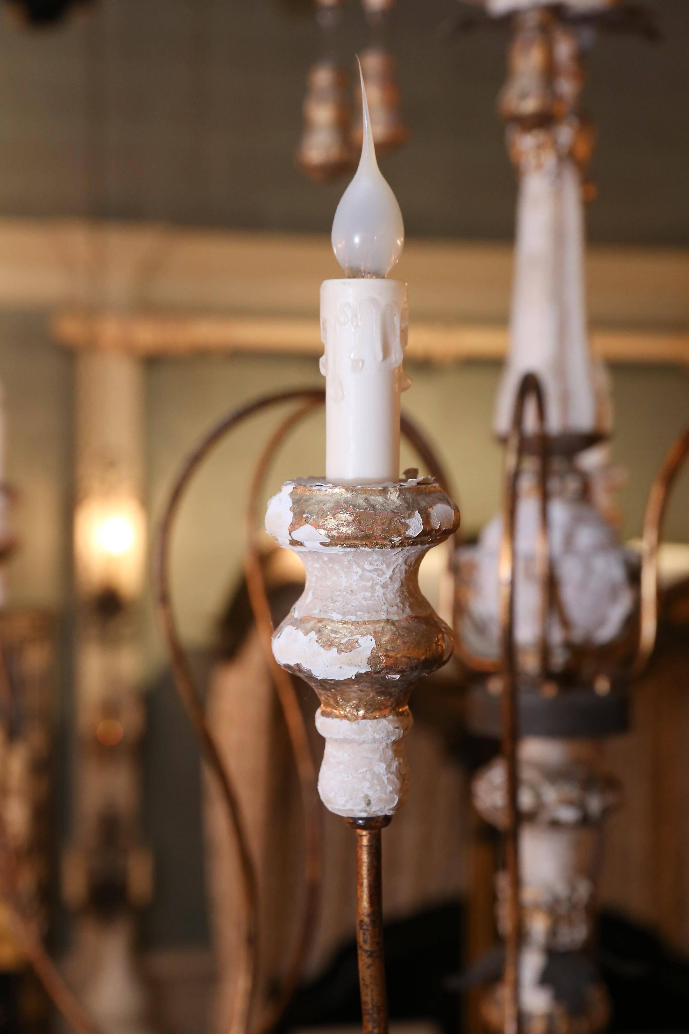 20th Century Large Painted Six-Light Swedish Chandelier For Sale