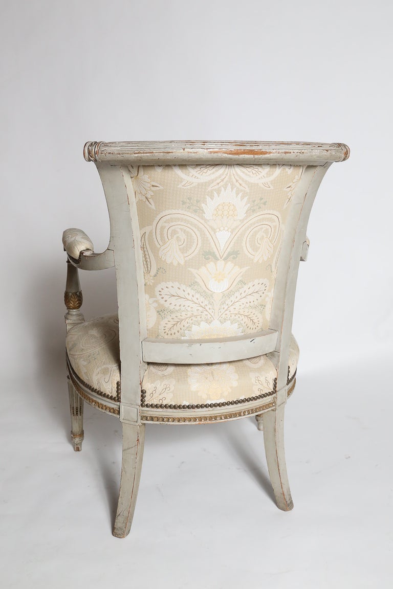 Carved Pair of French Neoclassical Armchairs For Sale