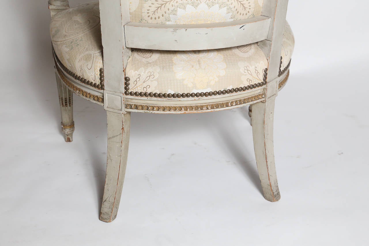 Carved Pair of French Neoclassical Armchairs For Sale