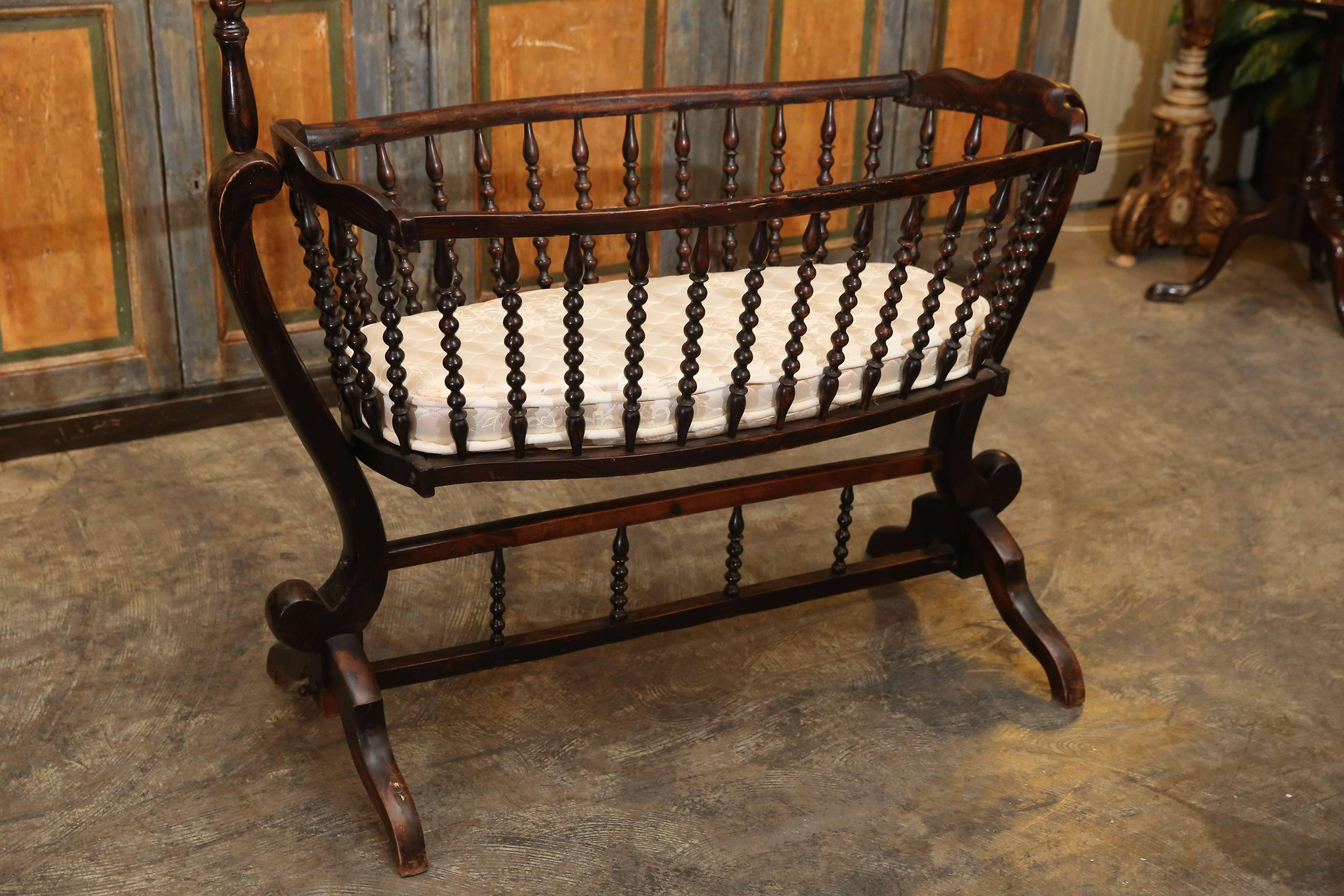 Carved Antique French Baby Crib