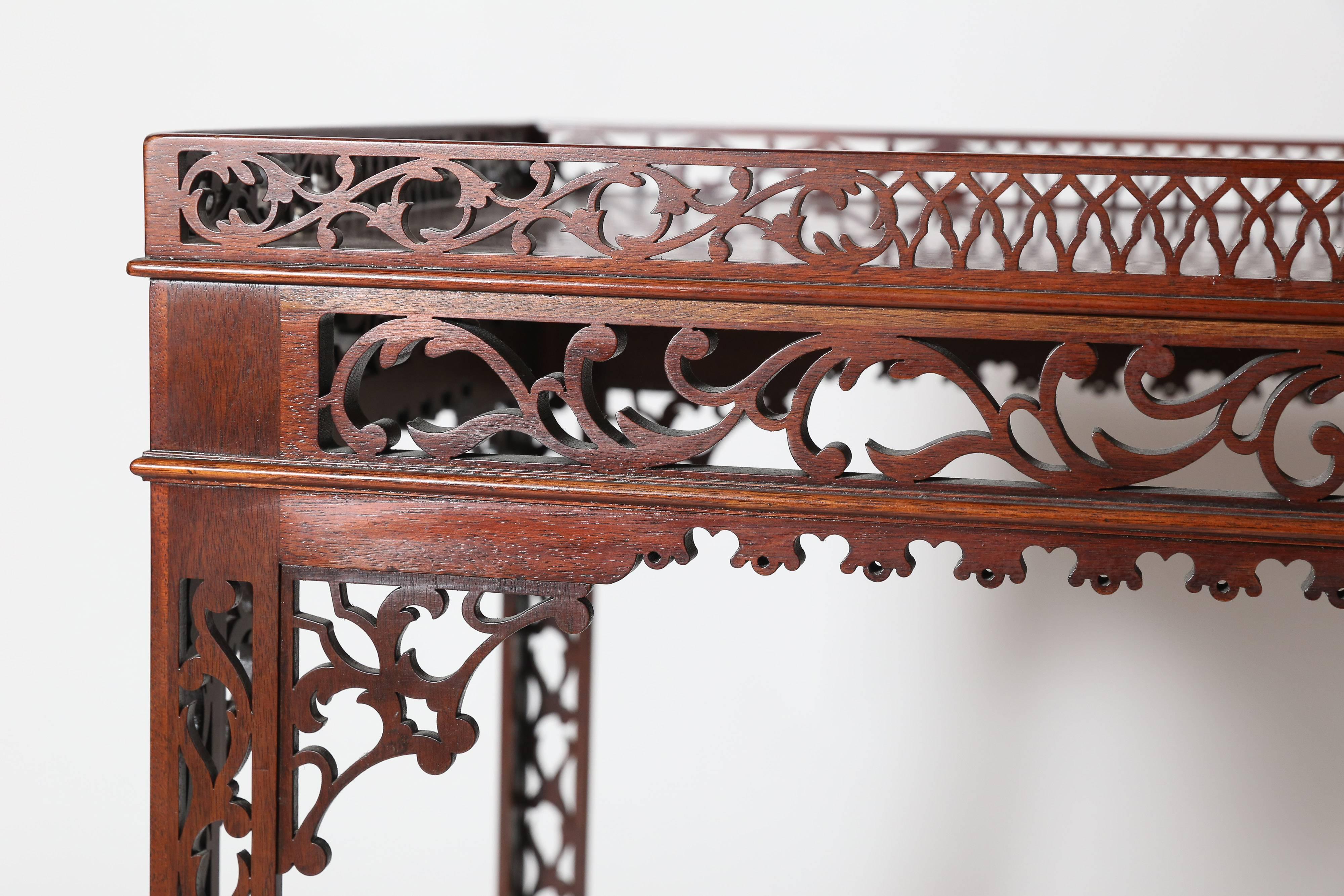 Baker Furniture Mahogany Fretwork Chinese Chippendale Tea Table 1