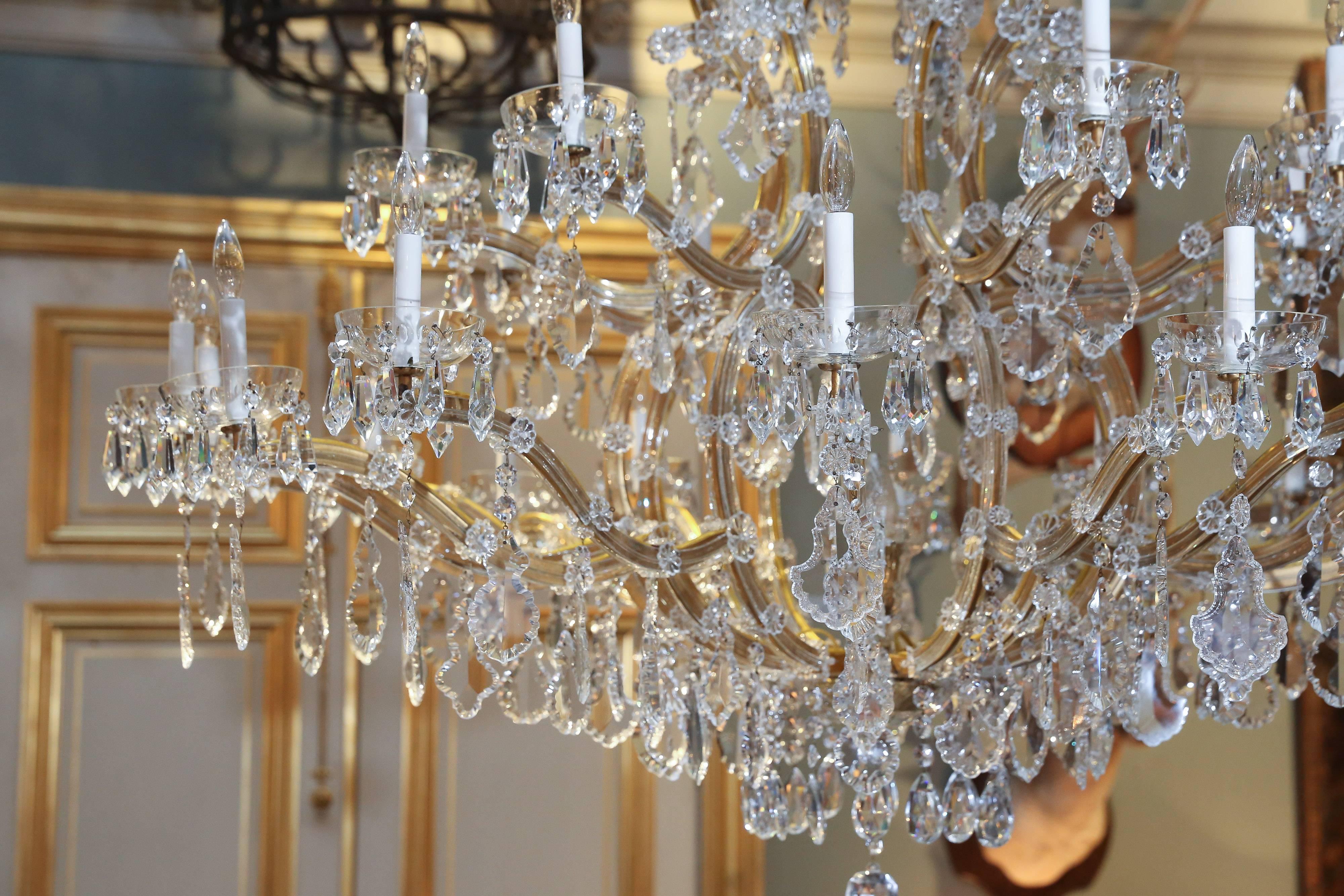 Large and very Grand Crystal Maria-Theresa Chandelier.

Chandelier has been recently rewired and cleaned.

Sparkles!

