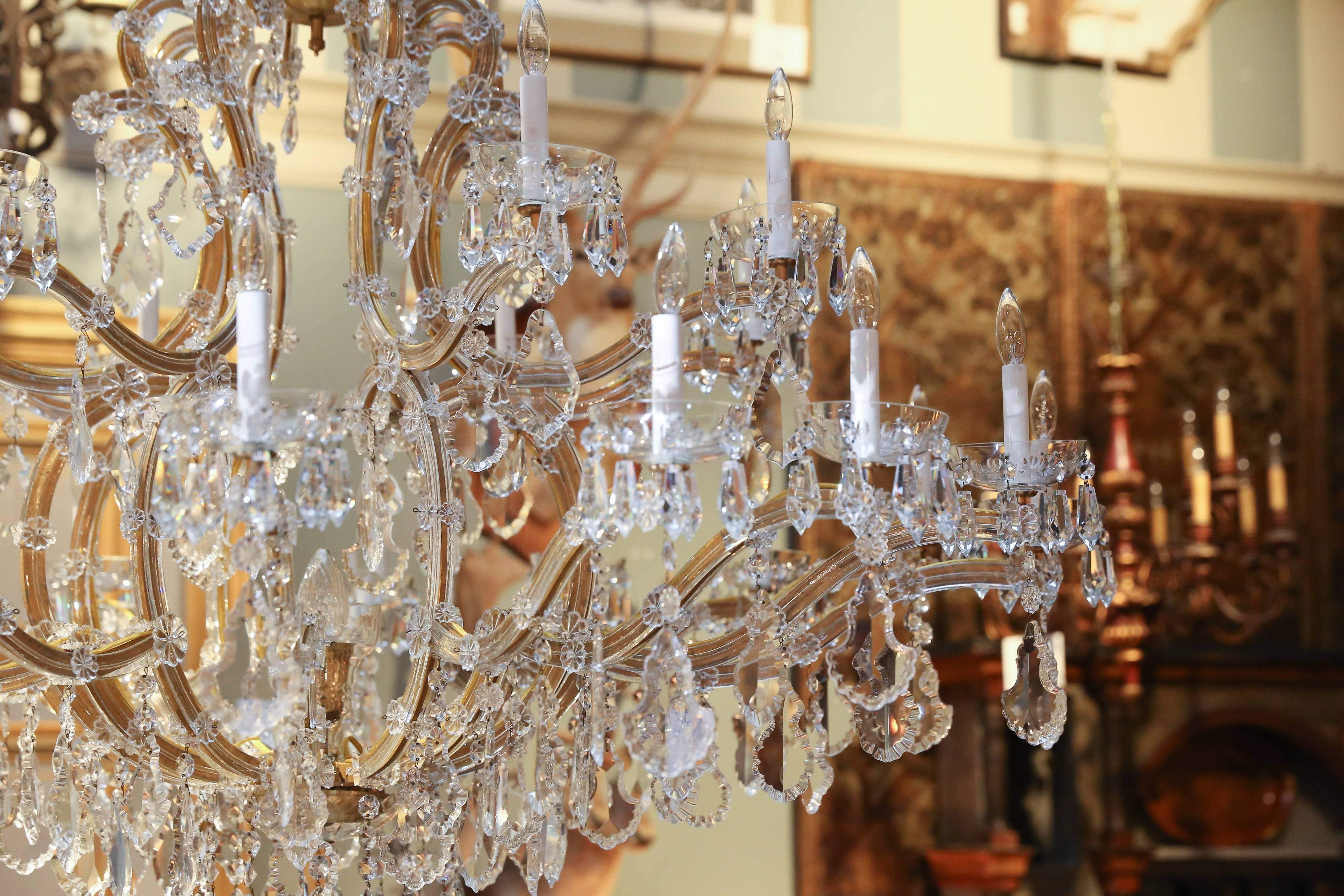 Twenty-Four Light Maria Theresa Crystal Chandelier In Excellent Condition In Houston, TX