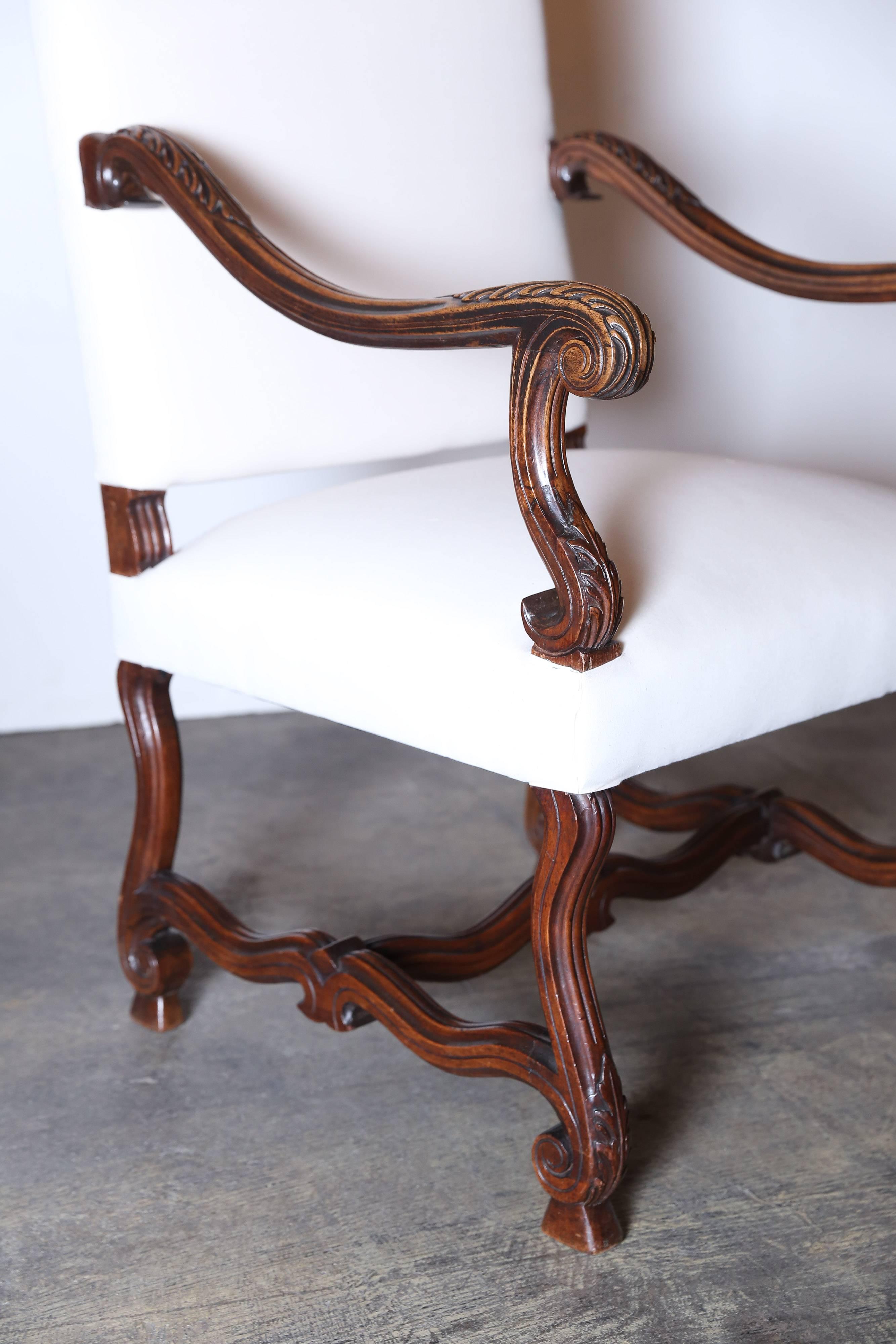 Louis XIII Pair of High Back French Chairs