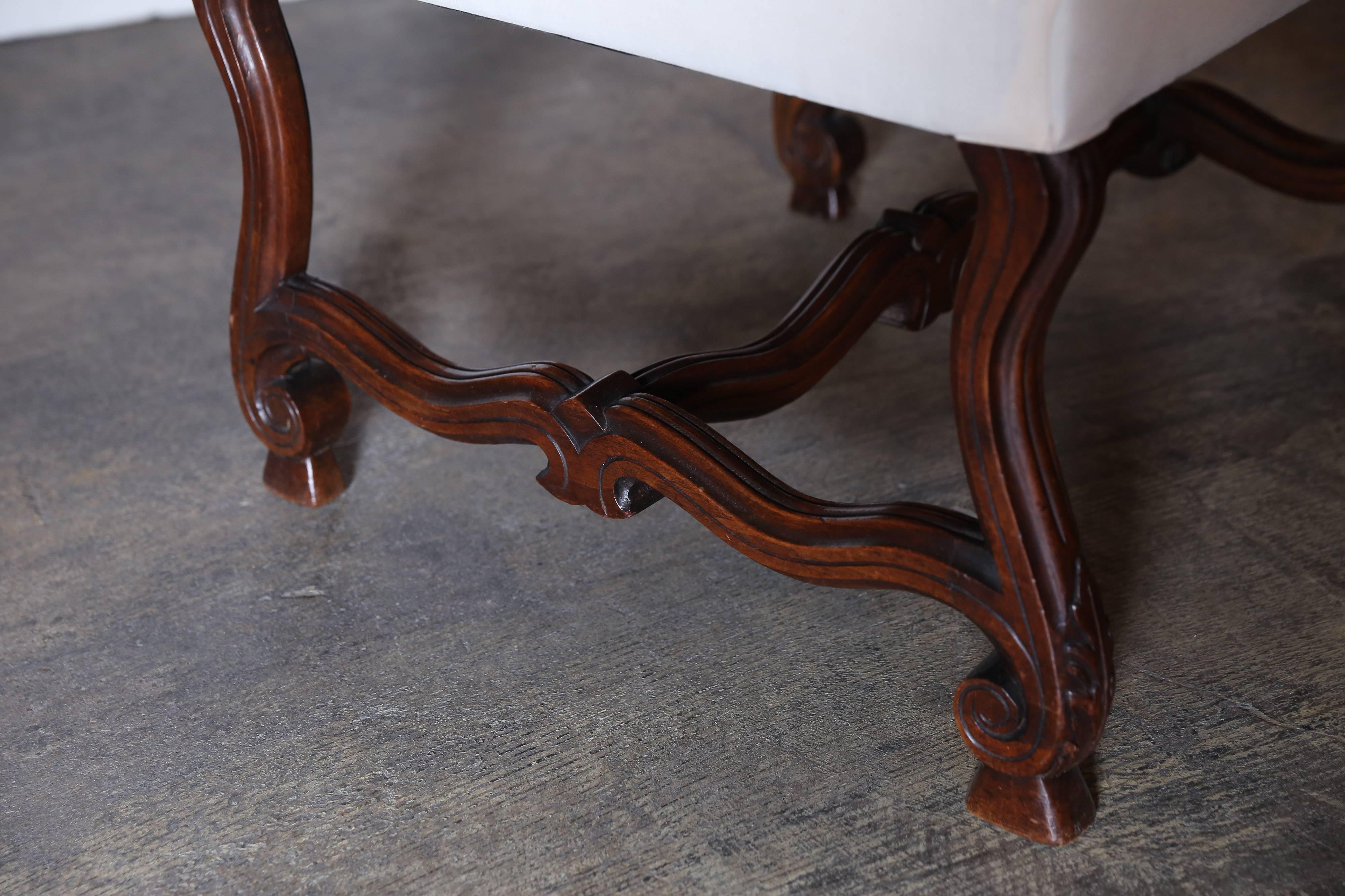 Carved Pair of High Back French Chairs