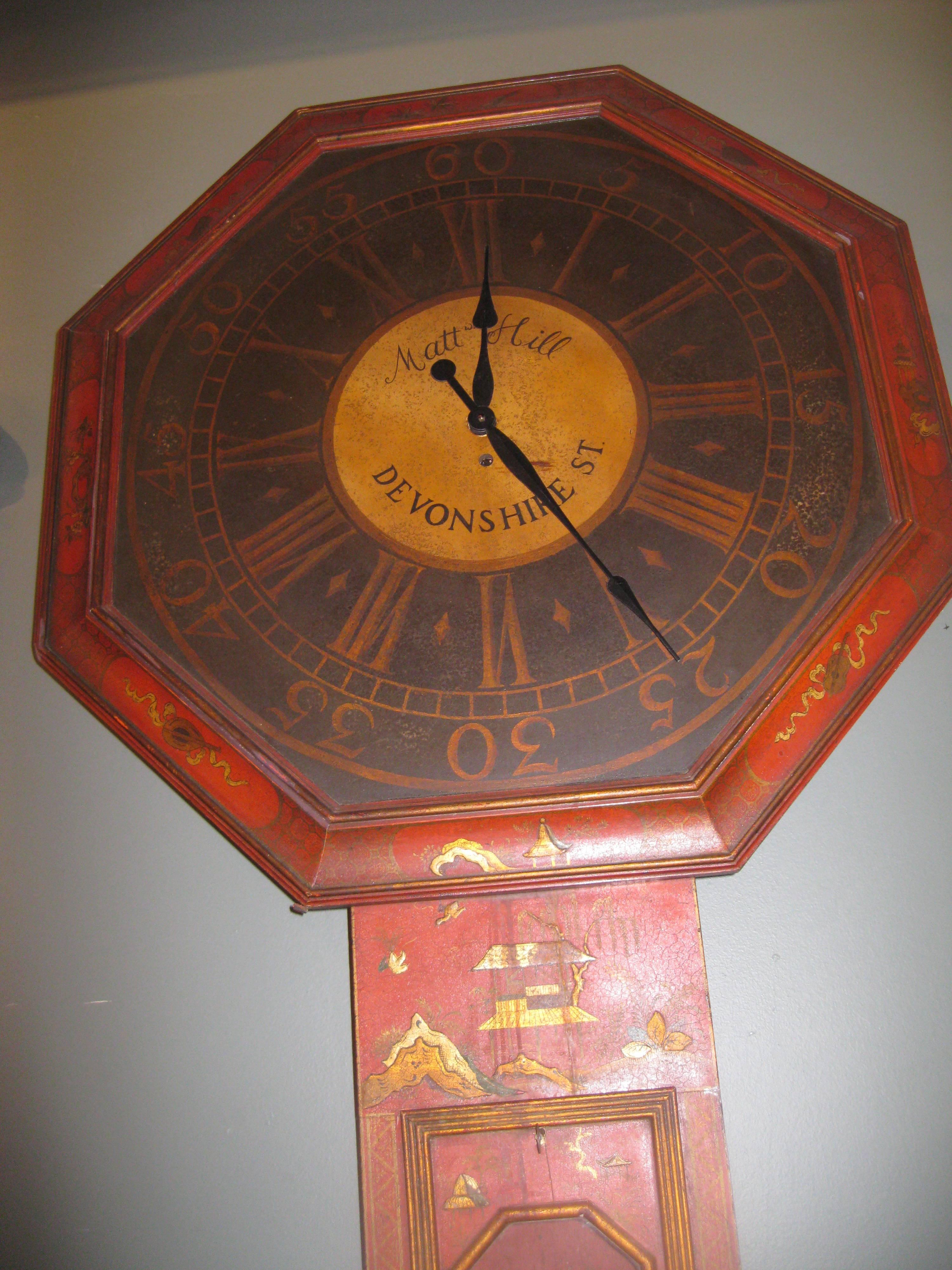 American Vintage Trompe L'oeil Chinoiserie Clock from McMillan & co. For Sale