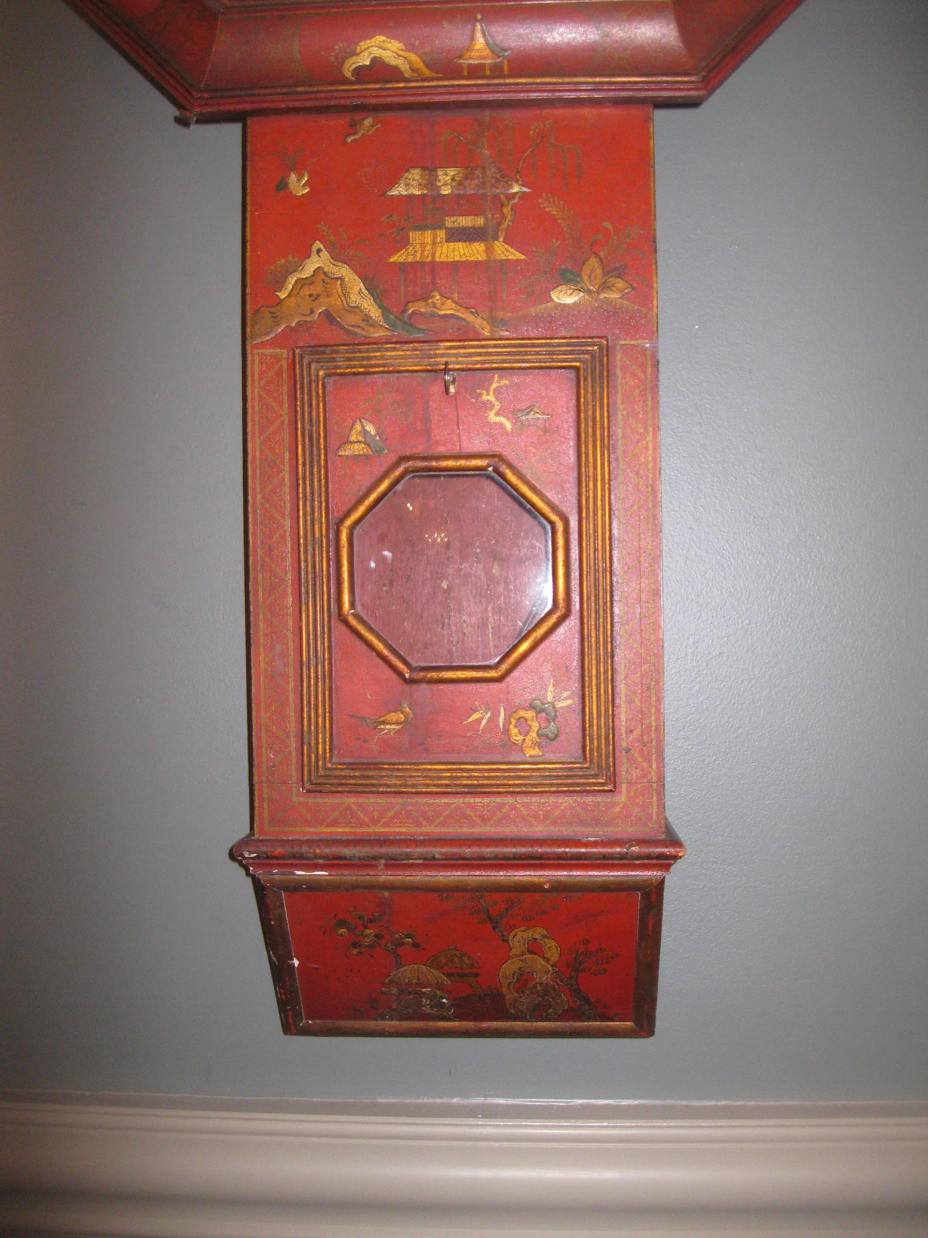 Painted Vintage Trompe L'oeil Chinoiserie Clock from McMillan & co. For Sale