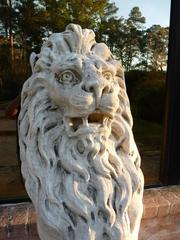 Pair of 19th Century French Carrera Marble Lion Statues