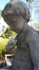 "La Fontaine" French Antique Stone Statue and Base