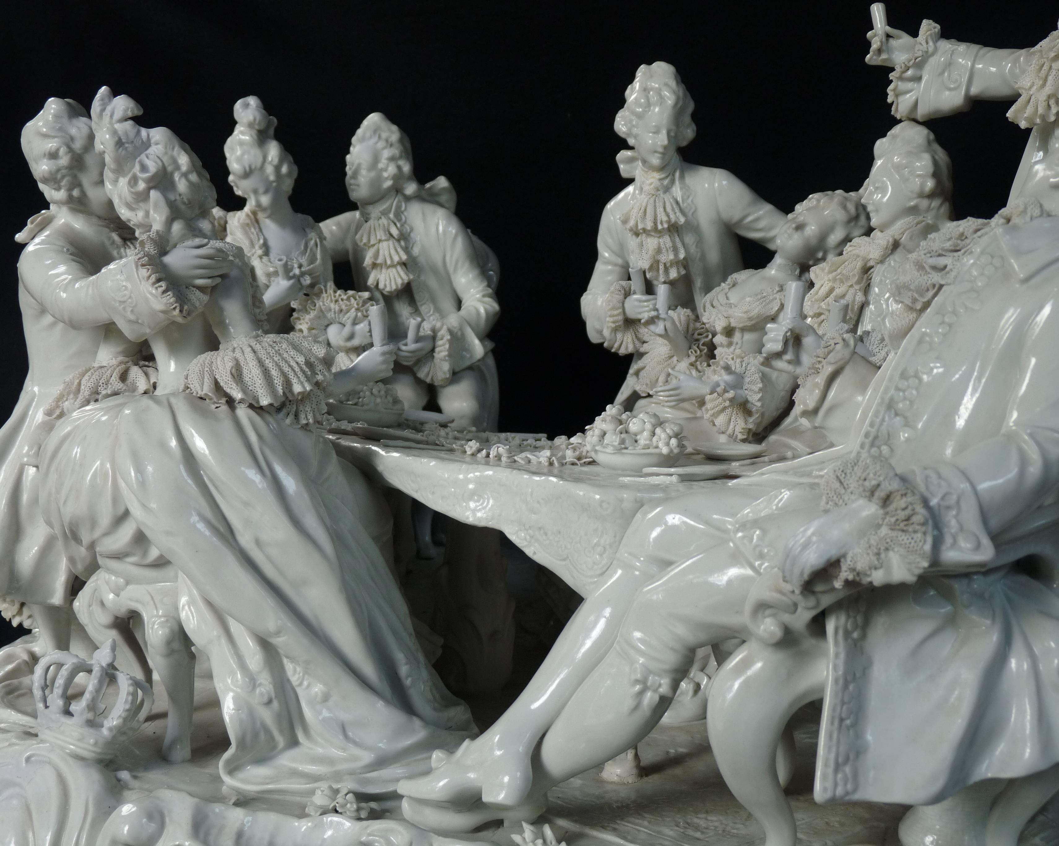 Rococo Blanc de Chine Volkstedt Porcelain Figural Group