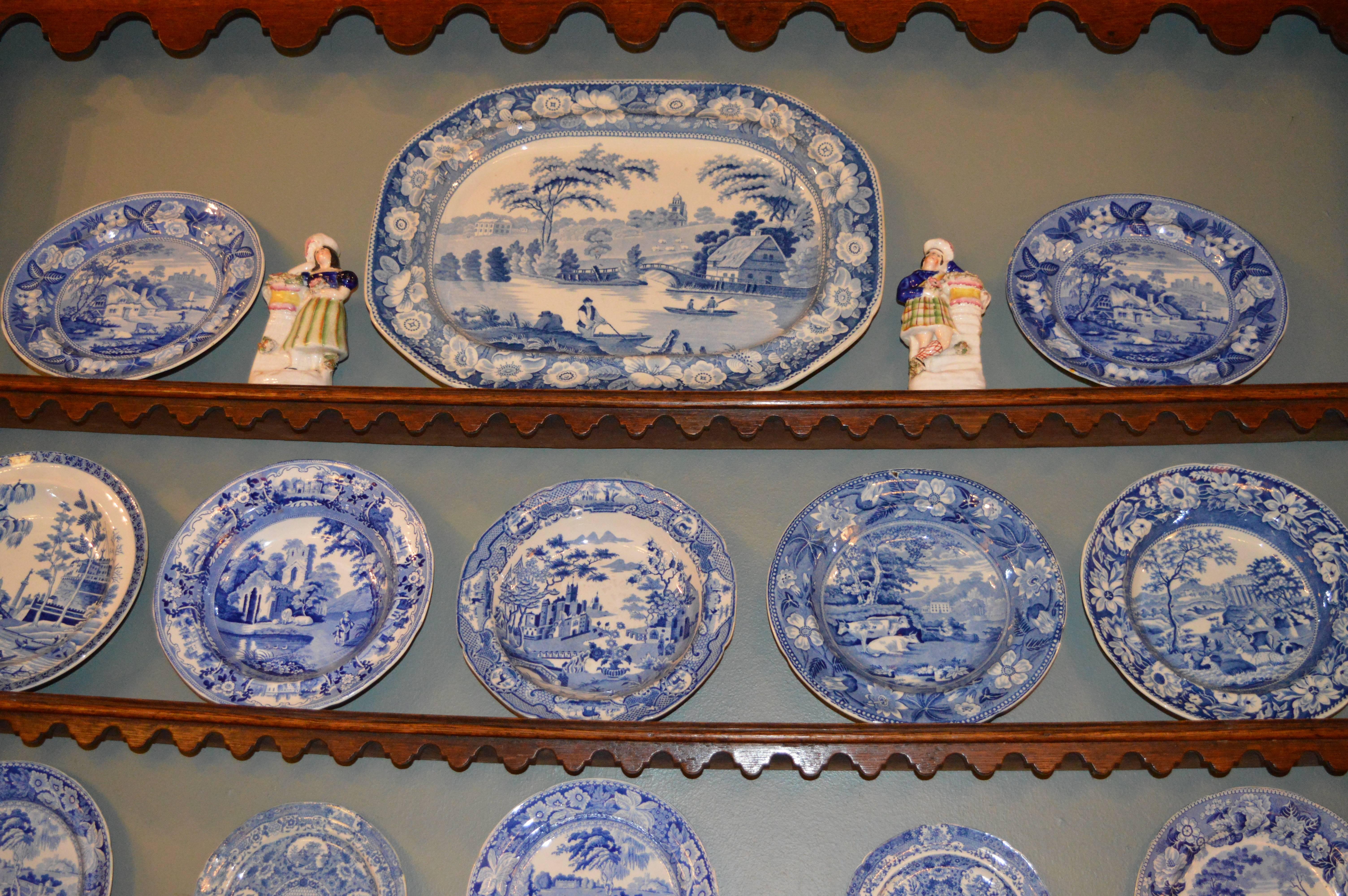 Victorian 30 Piece Collection of Blue and White Transferware For Sale