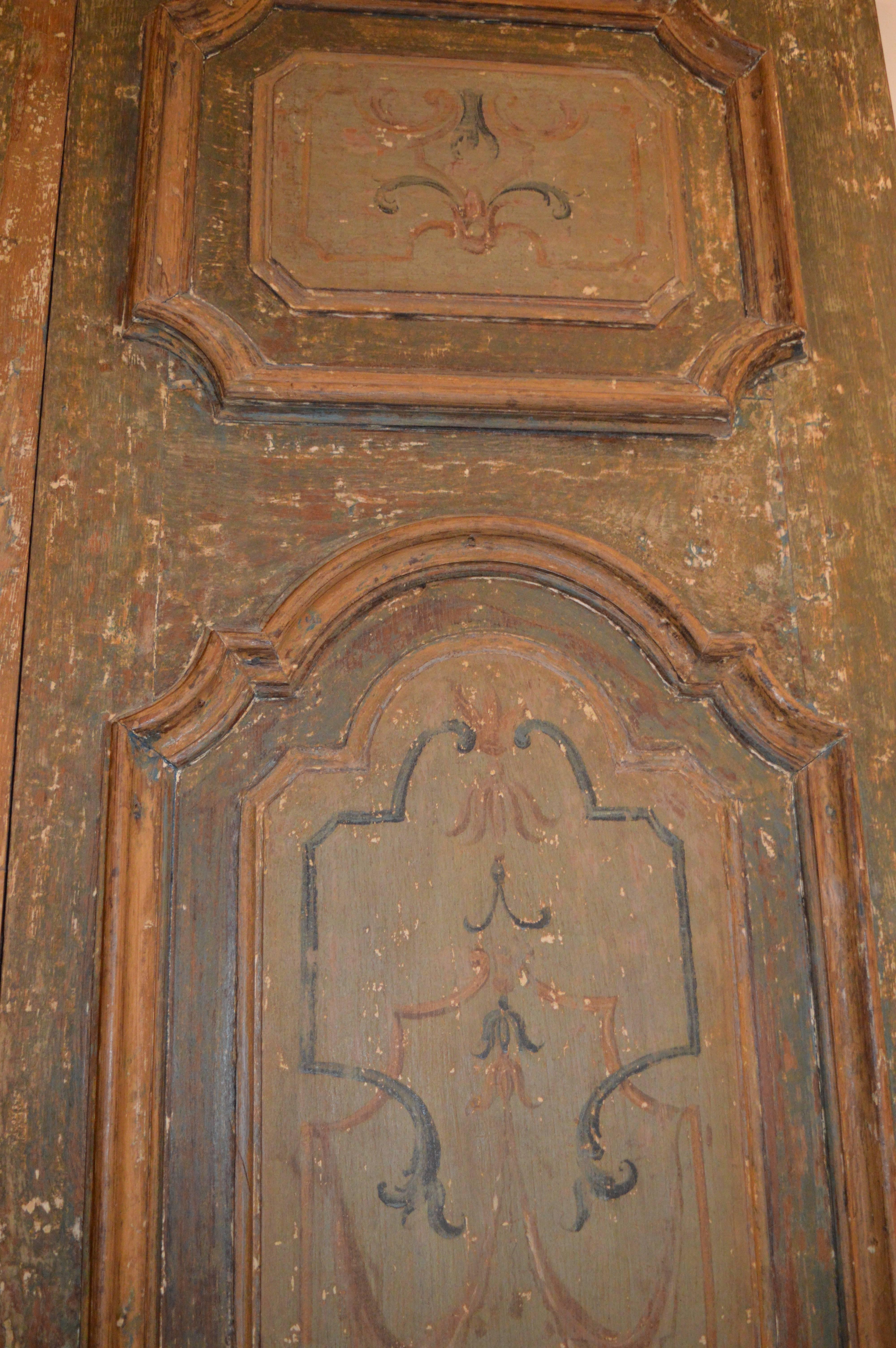 Wood Pair of 18th Century Italian Doors Painted on Both Sides