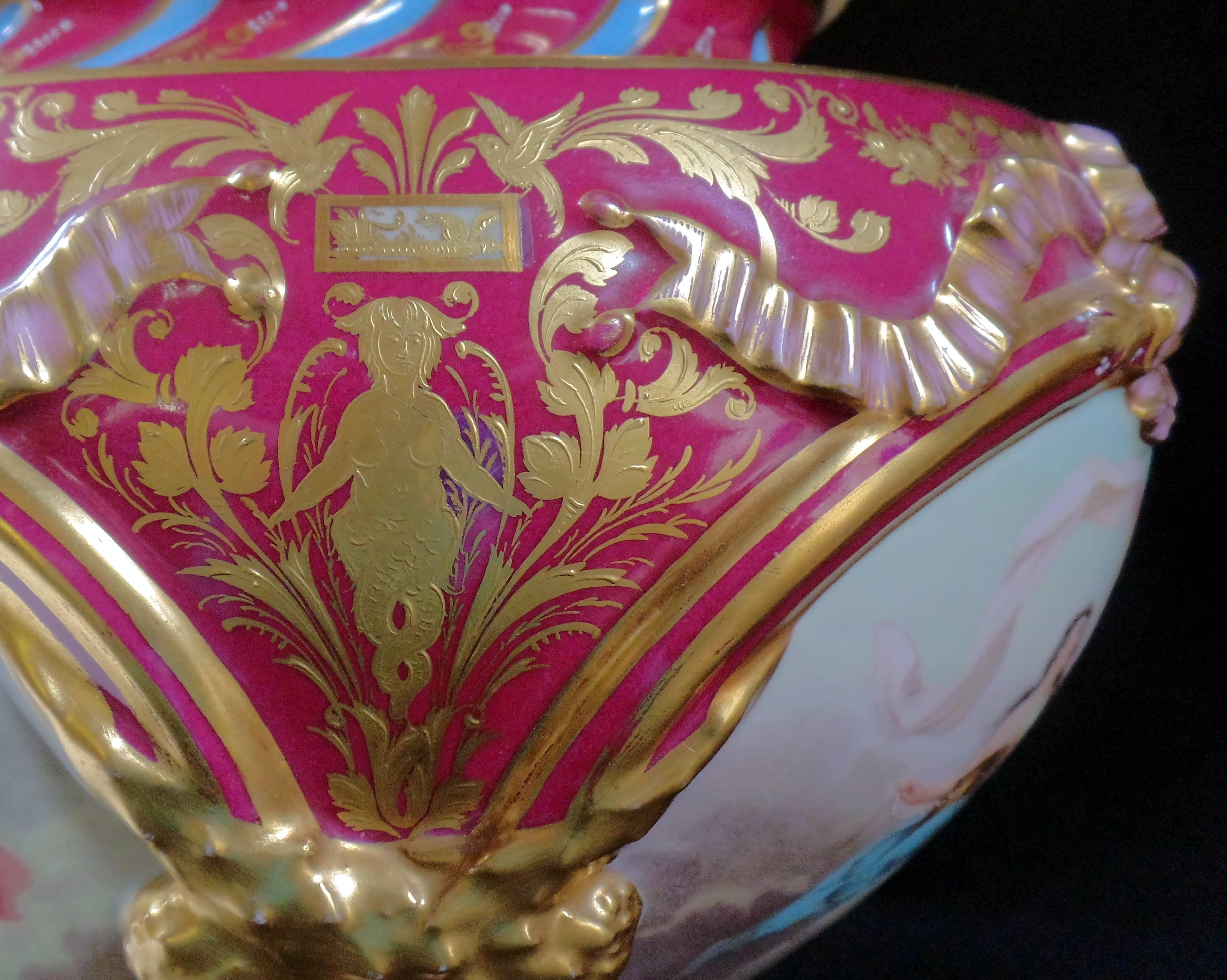 19th Century Covered Royal Vienna Urn with Painted with Gilt Mounts For Sale 4