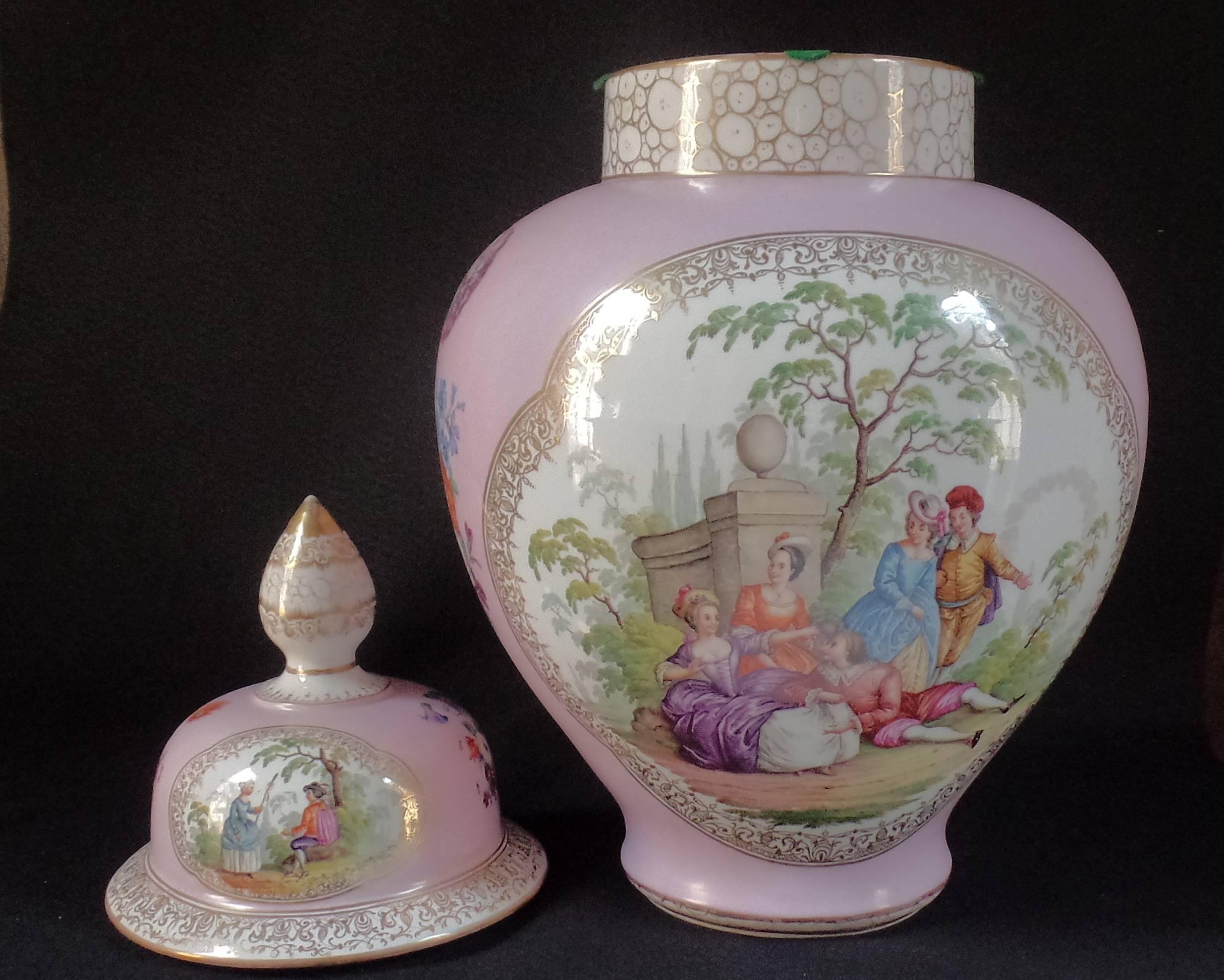 Painted Meissen Augustus Rex Porcelain Ginger Jar For Sale