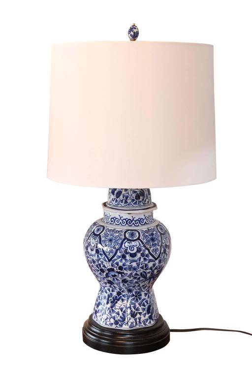 Pair Of Delft Blue And White Ginger Jars Converted To Lamps For Pair Of Blue And White Dutch Delft Ginger Jars Converted To Lamps With Painted Lids