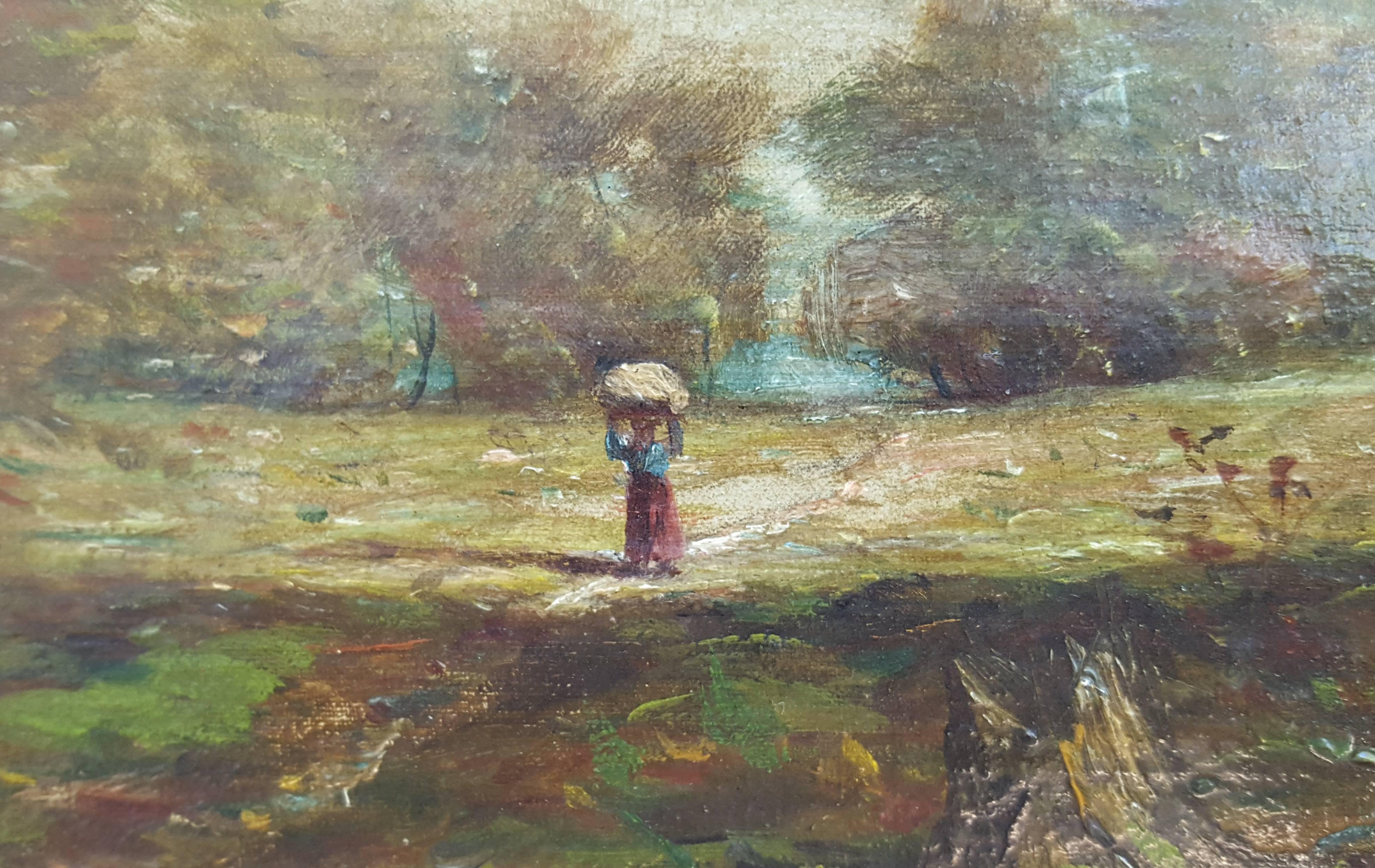 Romantic Harvey Joiner Lone Woman on a Wooded Trail