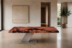 Table en bois de racines fait main Pièce unique 173 - Plaque de racine subfossile avec ambre