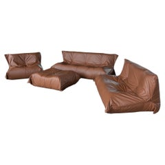 Yoko Sofa Set by Michel Ducaroy for Ligne Roset, Customized in Brown Leather
