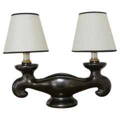 French 1950s Georges Jouve Style Ceramic Table Lamp