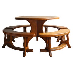 Conjunto de comedor francés de madera maciza estilo Pierre Chapo