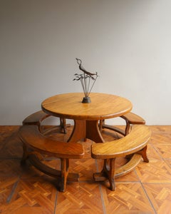 Conjunto de comedor francés de madera maciza estilo Pierre Chapo