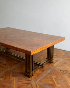 Burl Wood & Brass Coffee Table