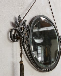 Art Deco Wrought Iron Floral Wall Mirror