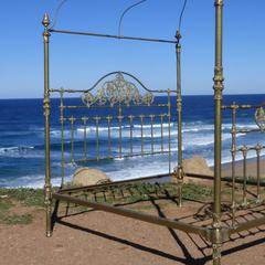 All Brass Crown and Canopy Four-Poster Bed