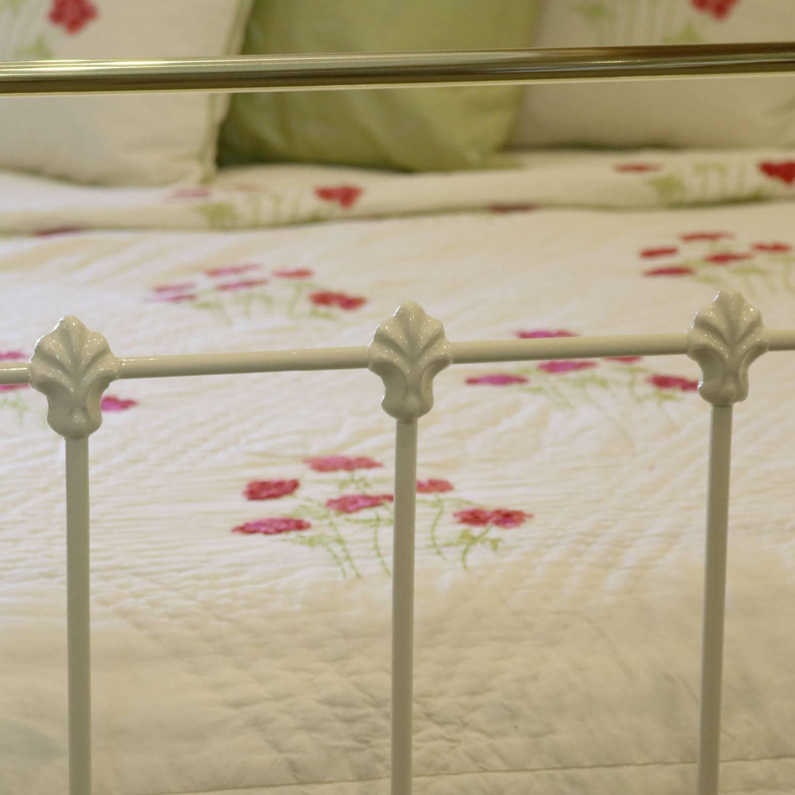 19th Century Brass and Iron Bed in Cream, MK78