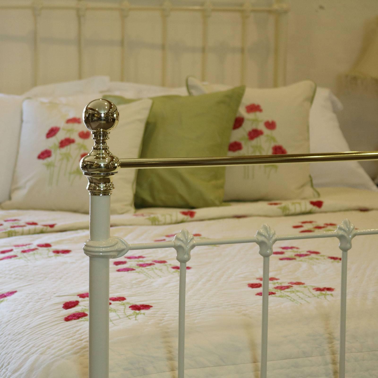 Victorian Brass and Iron Bed in Cream, MK78