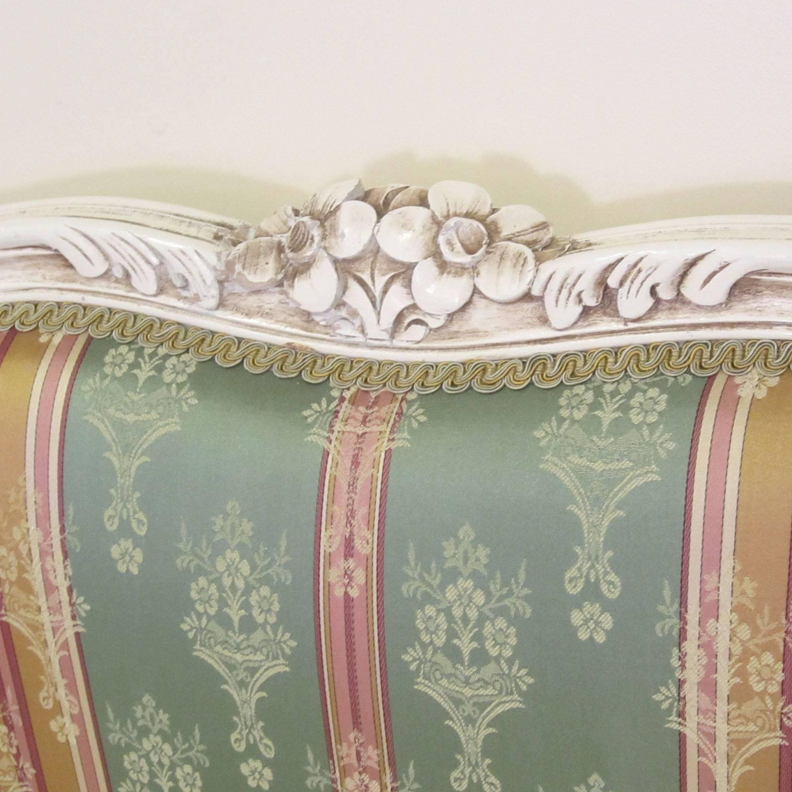 Louis XV Upholstered White Painted Frame Bed, WK67