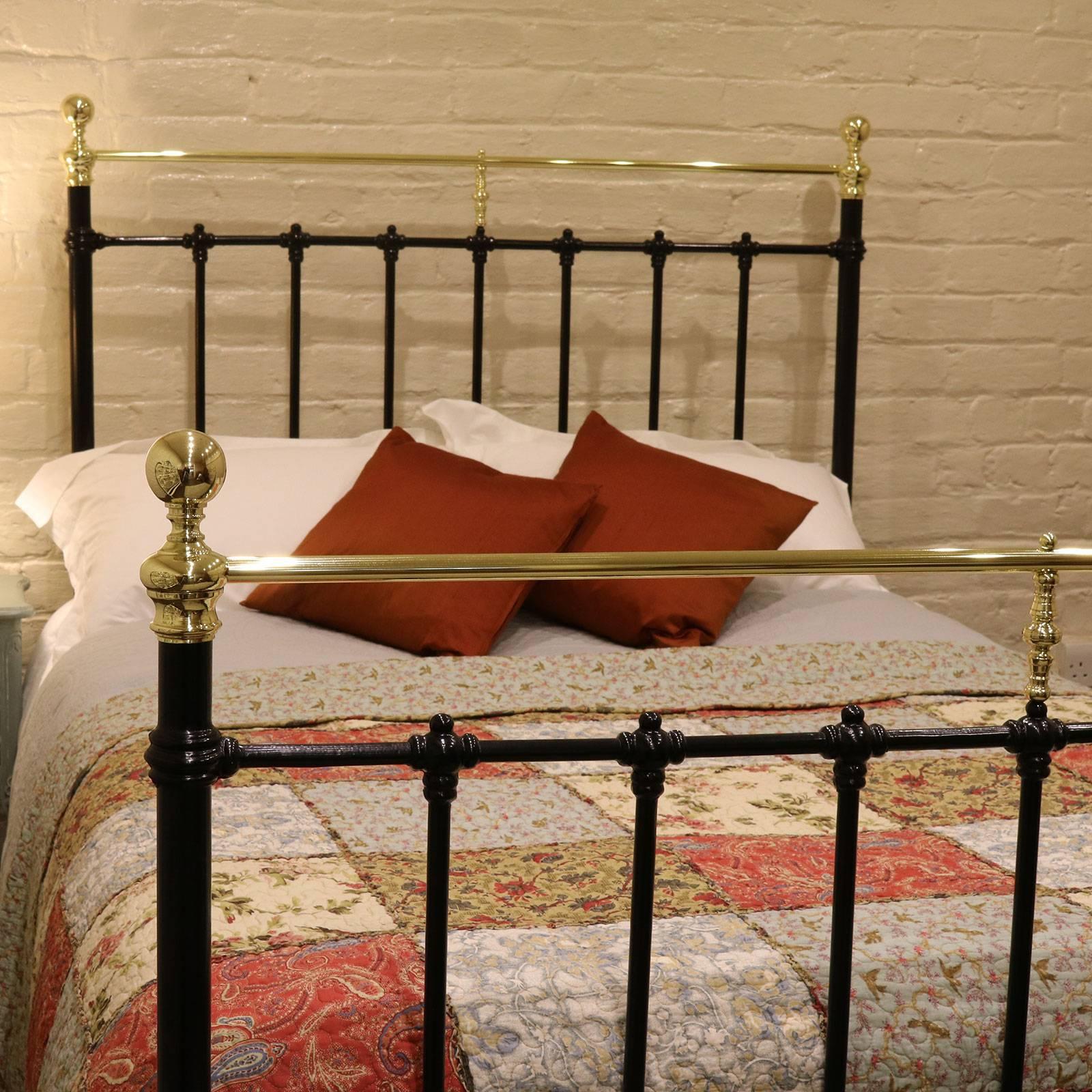 A fine example of a Victorian brass and iron bed in the double width and finished in black.

This bed accepts a double size (4'6