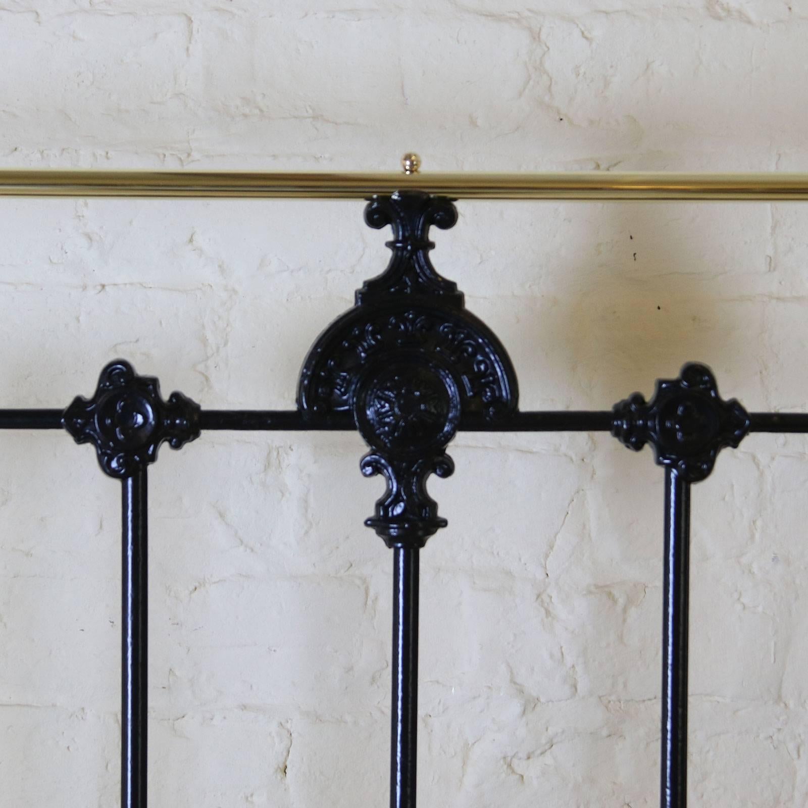 19th Century Wide Gothic Style Brass and Iron Bed, MSK31