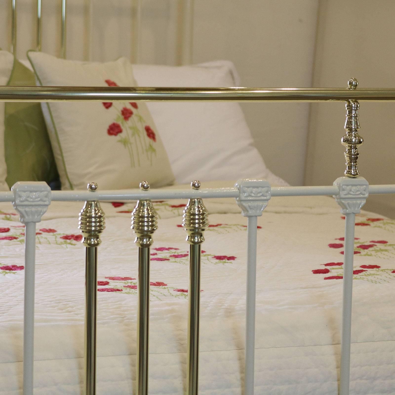 Wide Brass and Iron Bed in Cream, MK81 1
