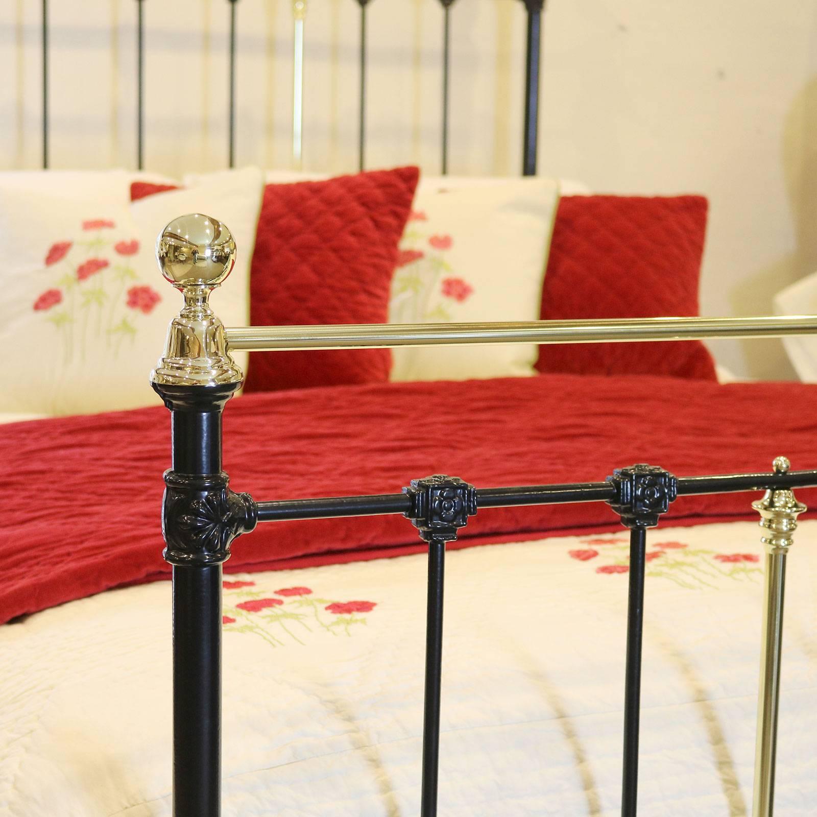 Victorian Brass and Iron Bed in Black, MK89