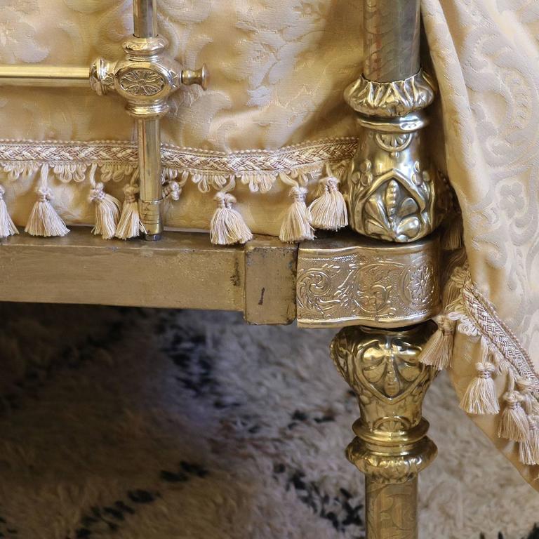 All Brass Wide Four Poster Bed with Song Bird Castings, M4P21 at 1stdibs