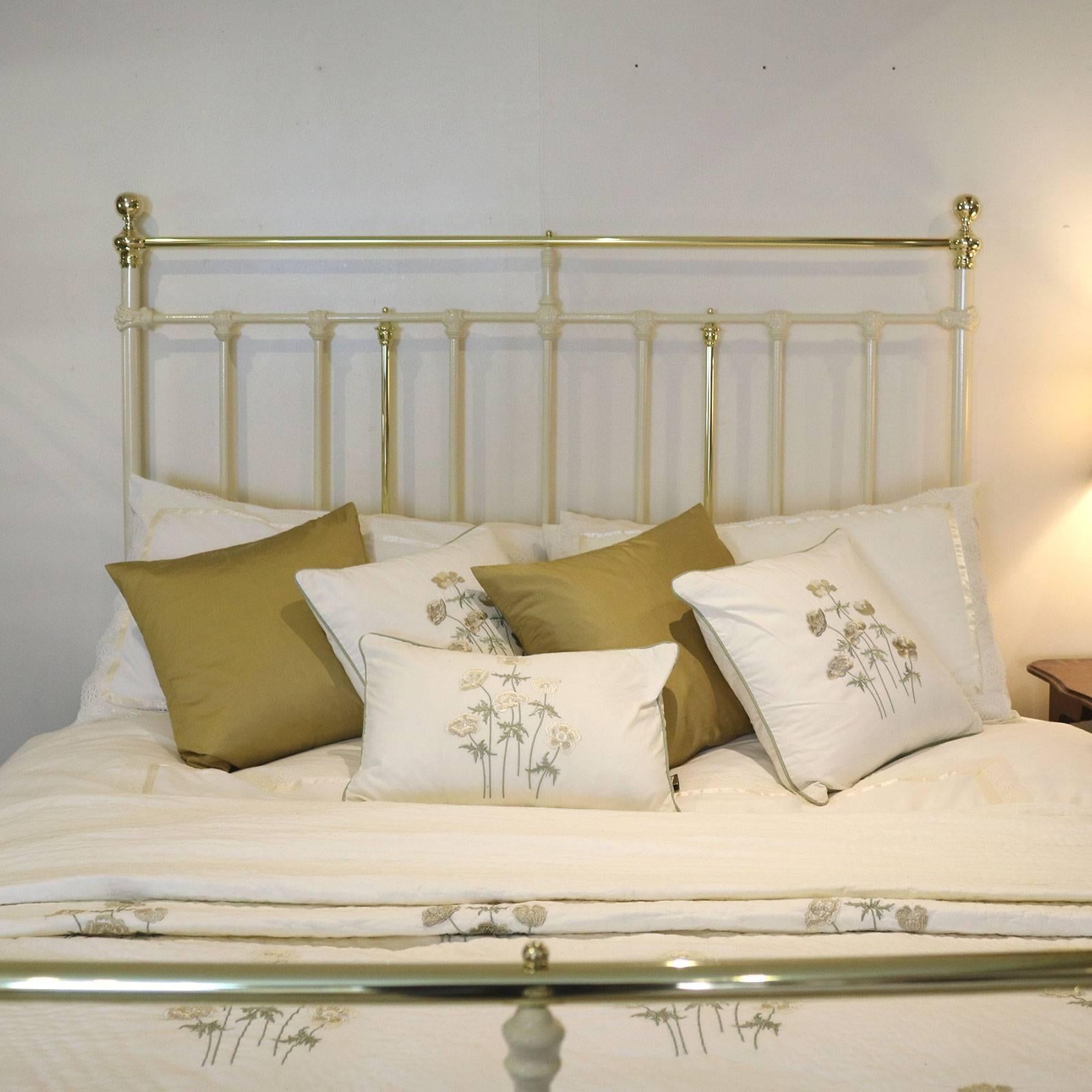 Brass and Iron Bed Finished in Cream MK98 2