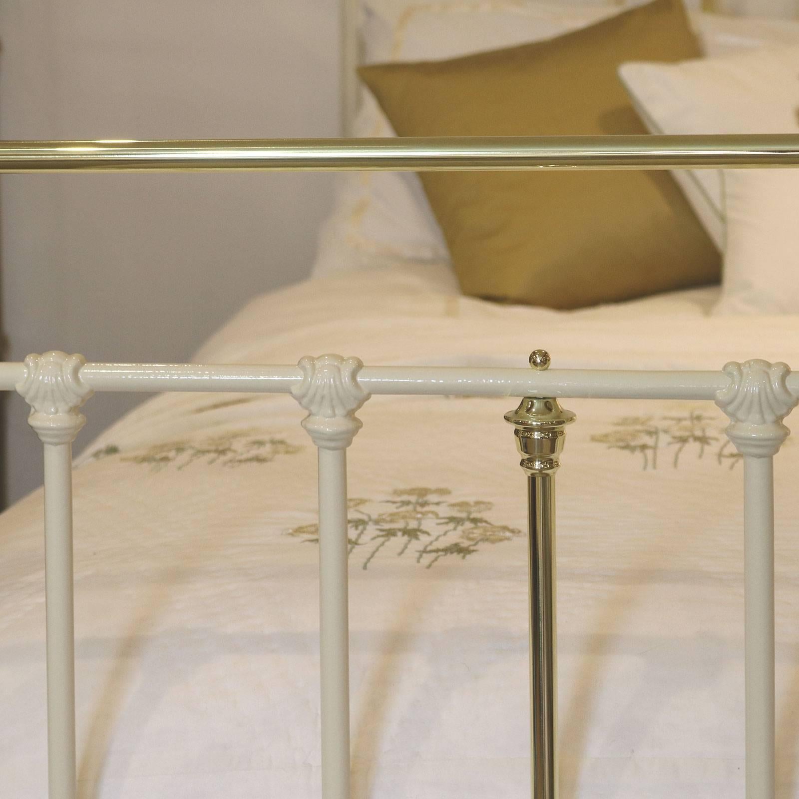 19th Century Brass and Iron Bed Finished in Cream MK98