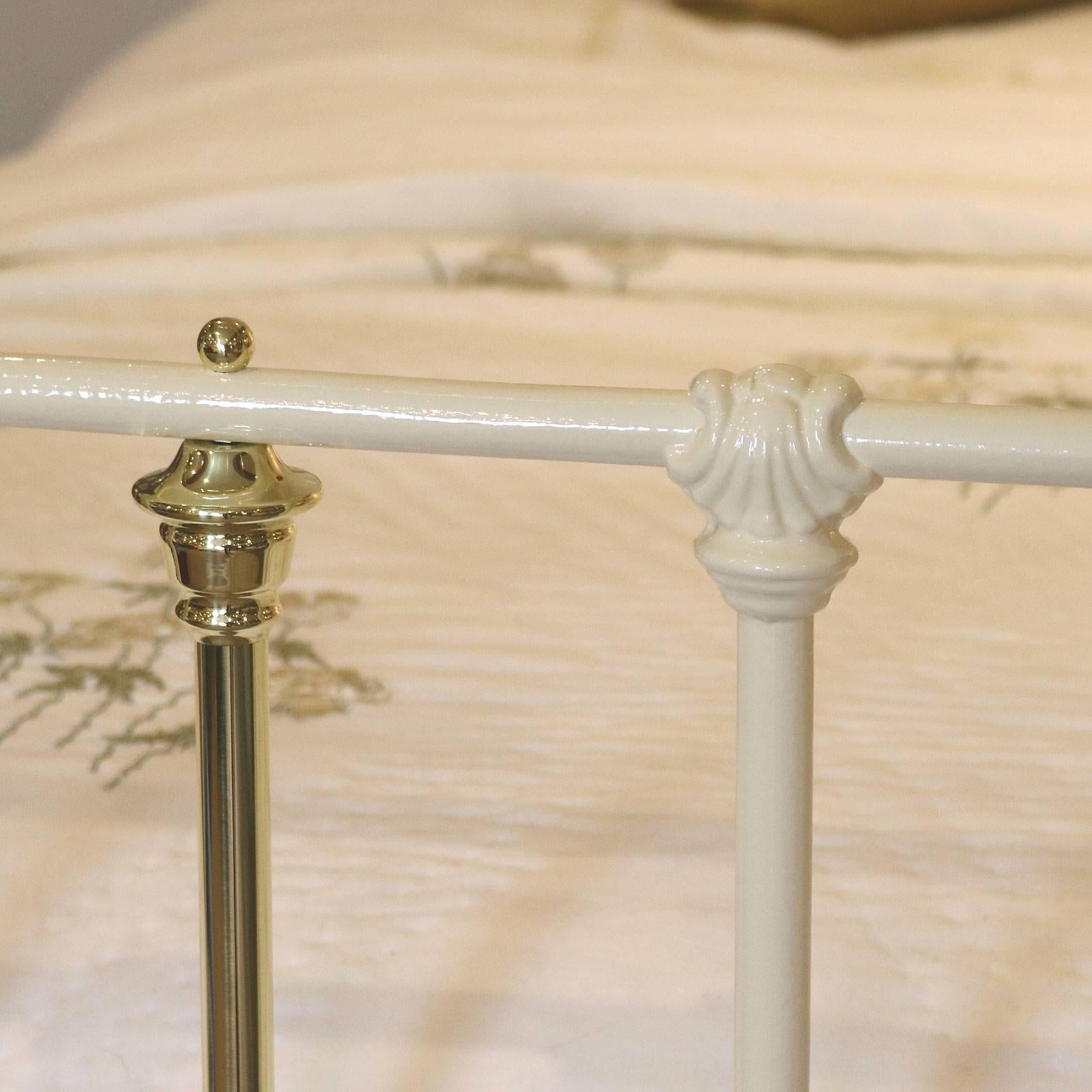 Brass and Iron Bed Finished in Cream MK98 1