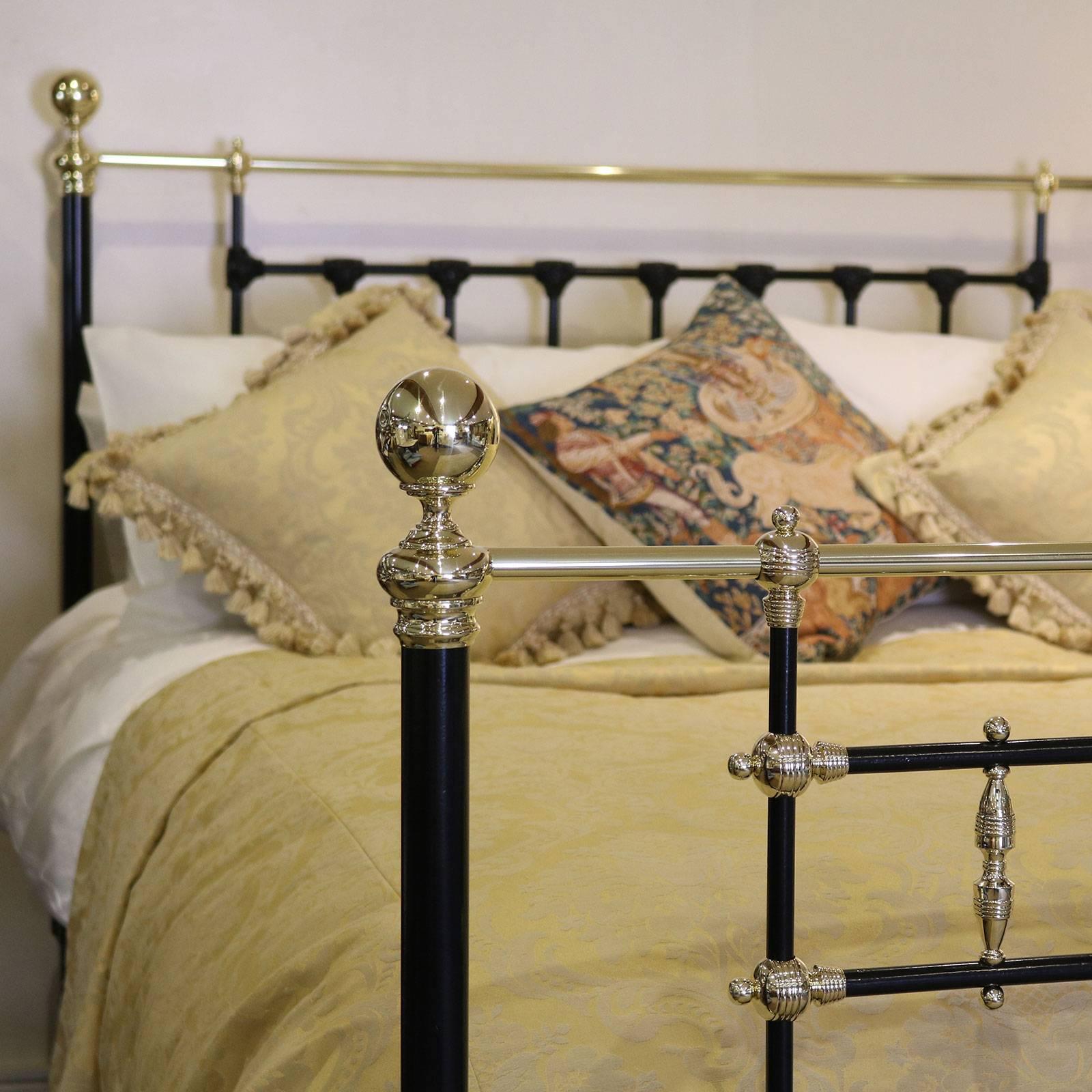 This Victorian brass and iron bed has decorative brass fittings in the foot panel and on the kneecaps. It also has the added advantage of being able to be completely dismantled, which is essential where there is difficult access to the