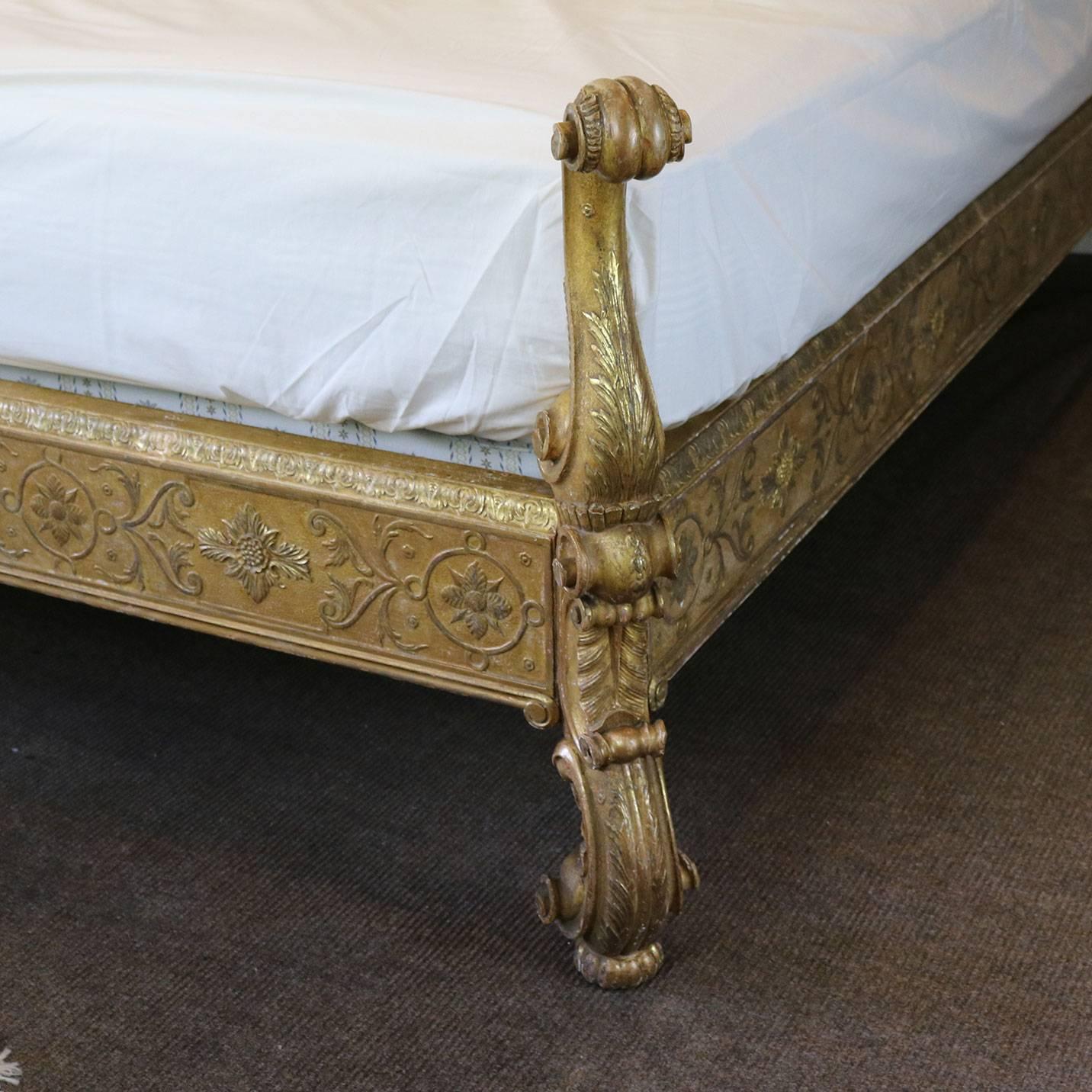 Rococo Gilded Gesso Bed with Mermaids and Eagles WK75 1