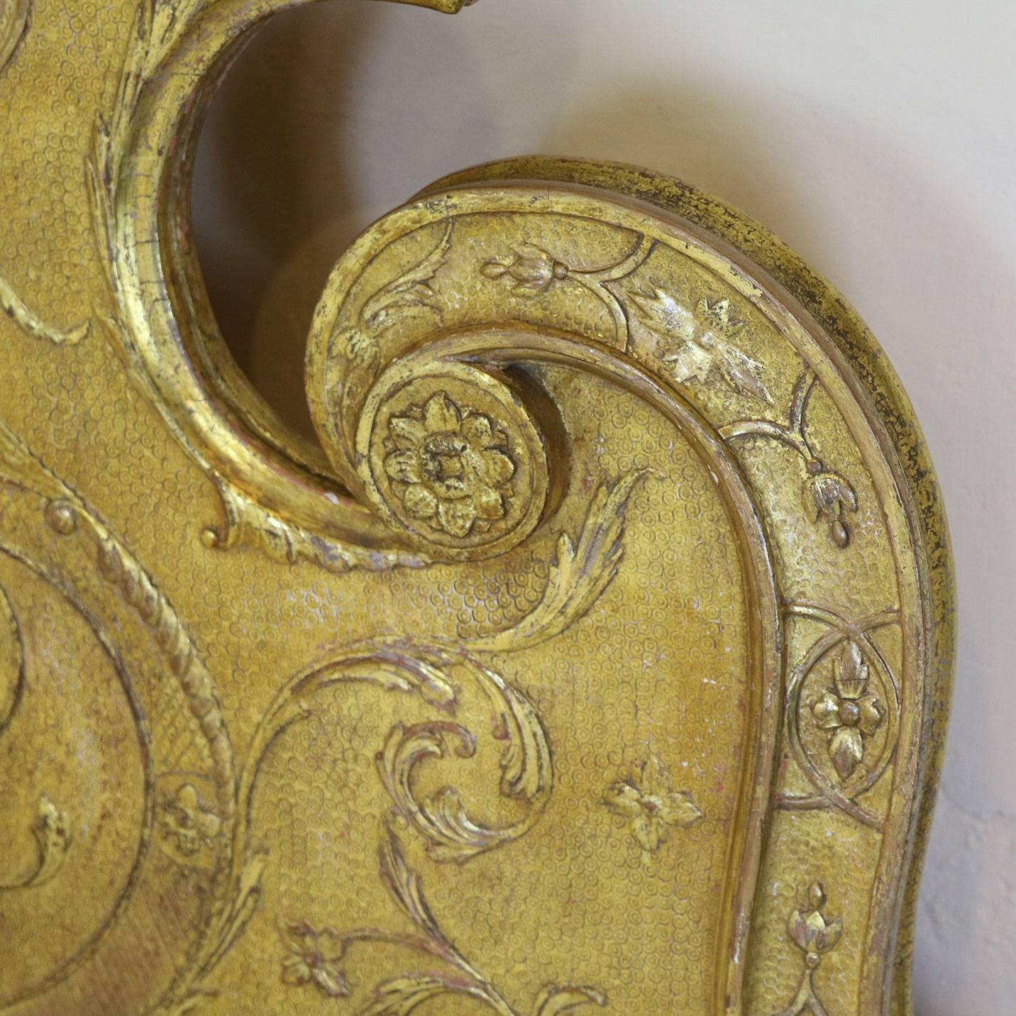 20th Century Rococo Gilded Gesso Bed with Mermaids and Eagles WK75