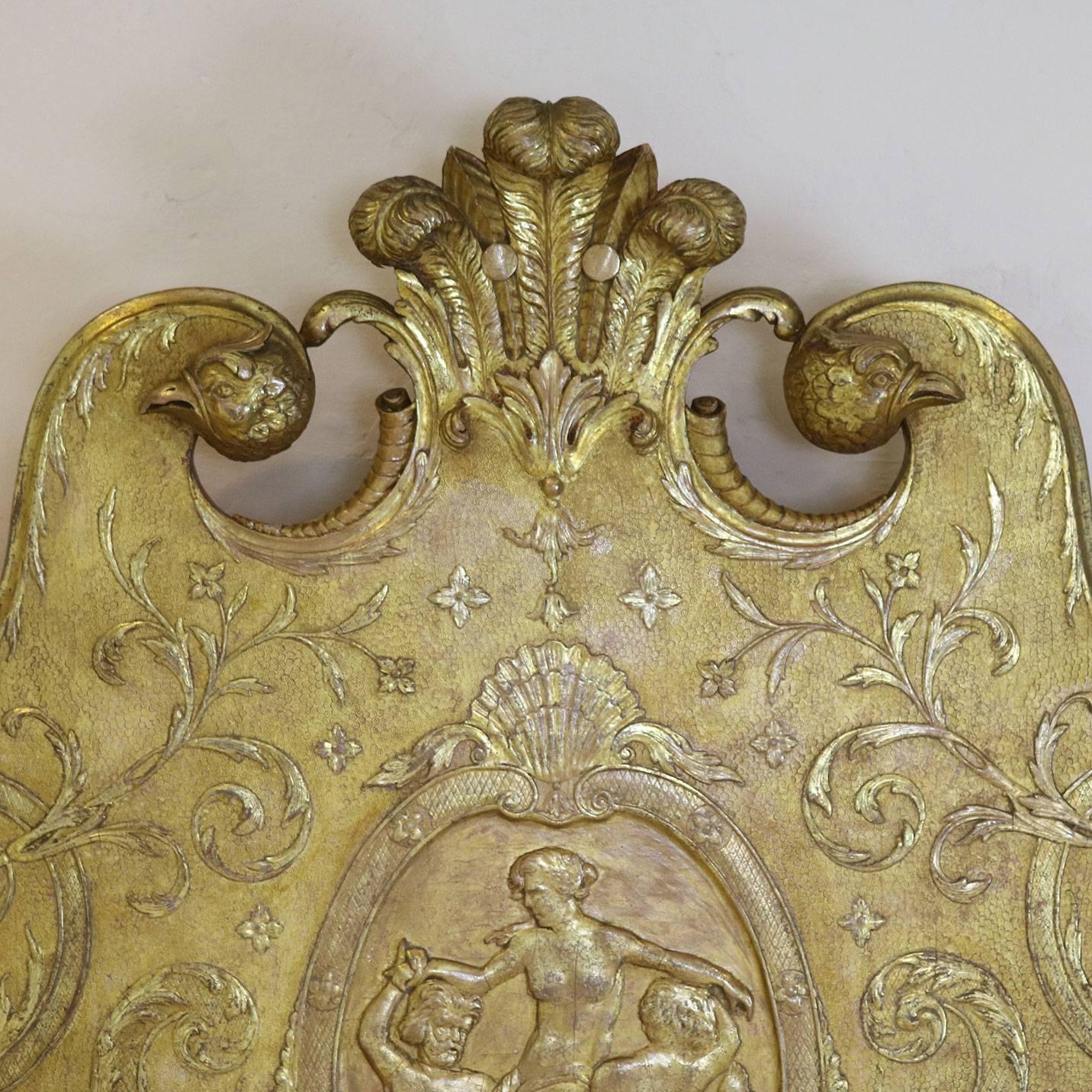 Gilt Rococo Gilded Gesso Bed with Mermaids and Eagles WK75